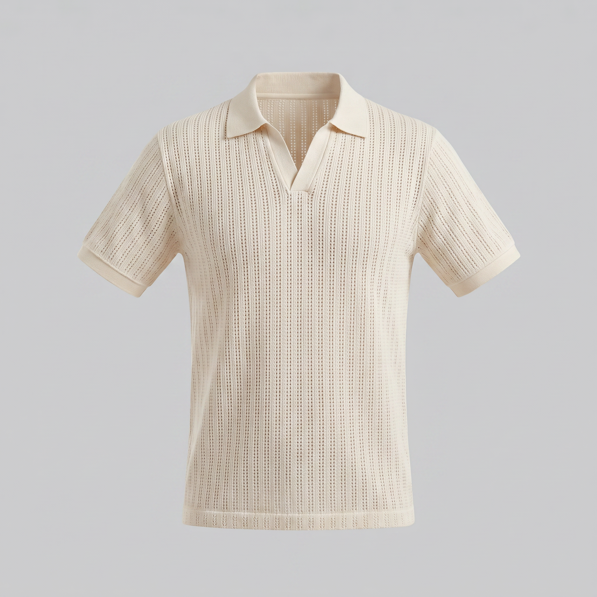 Men's Open Collar Polo Shirt - Lightweight Cotton - Summer Casual Wear