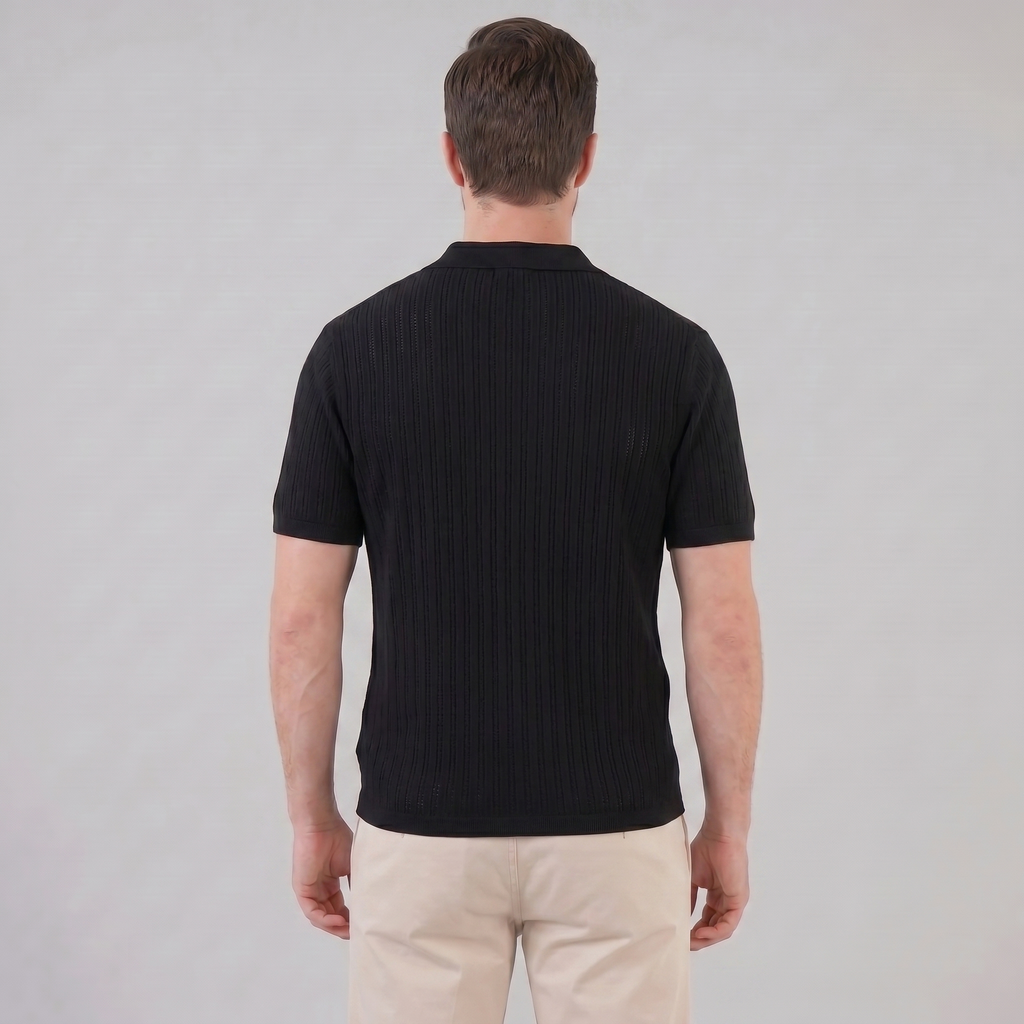 Men's Open Collar Polo Shirt - Lightweight Cotton - Summer Casual Wear