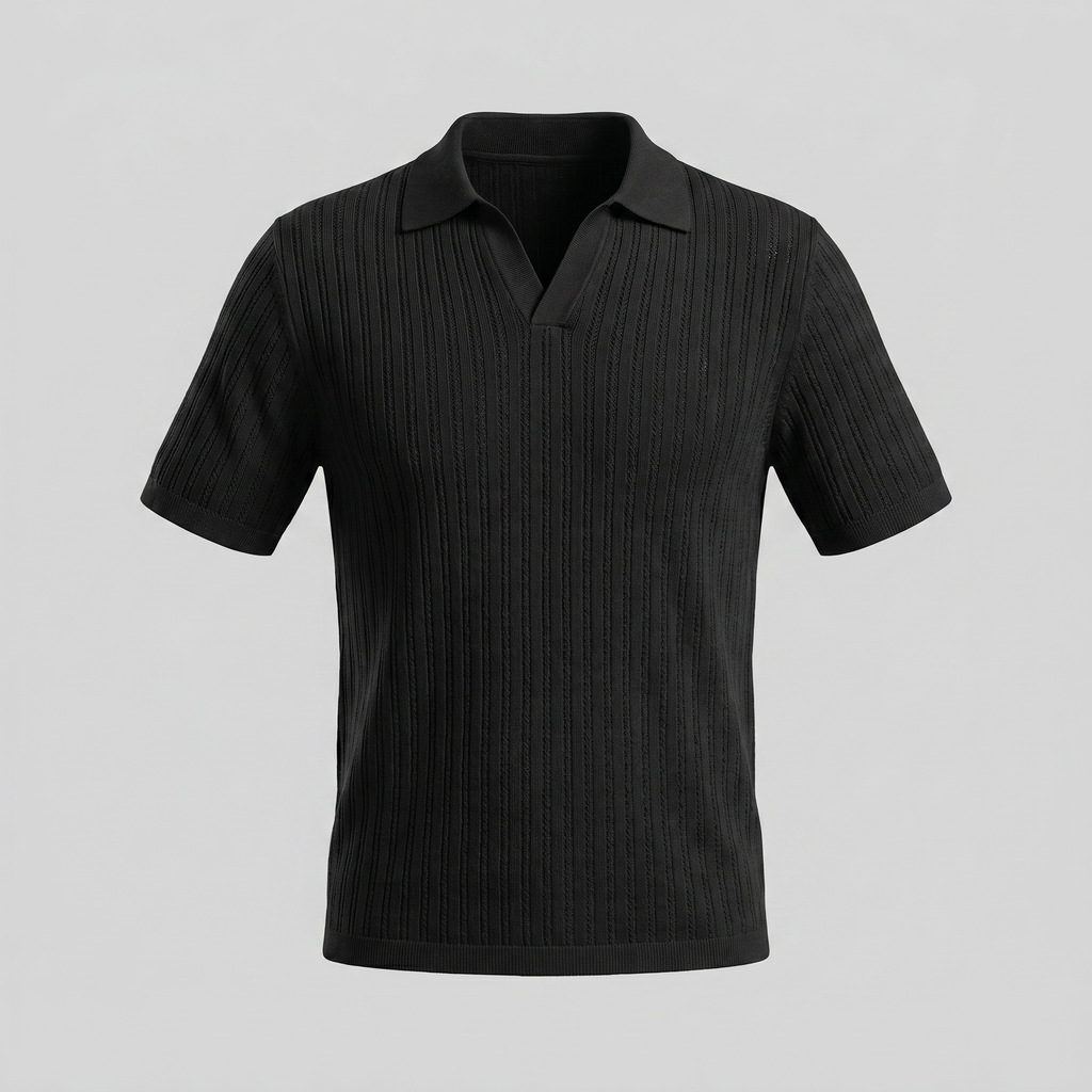 Men's Open Collar Polo Shirt - Lightweight Cotton - Summer Casual Wear