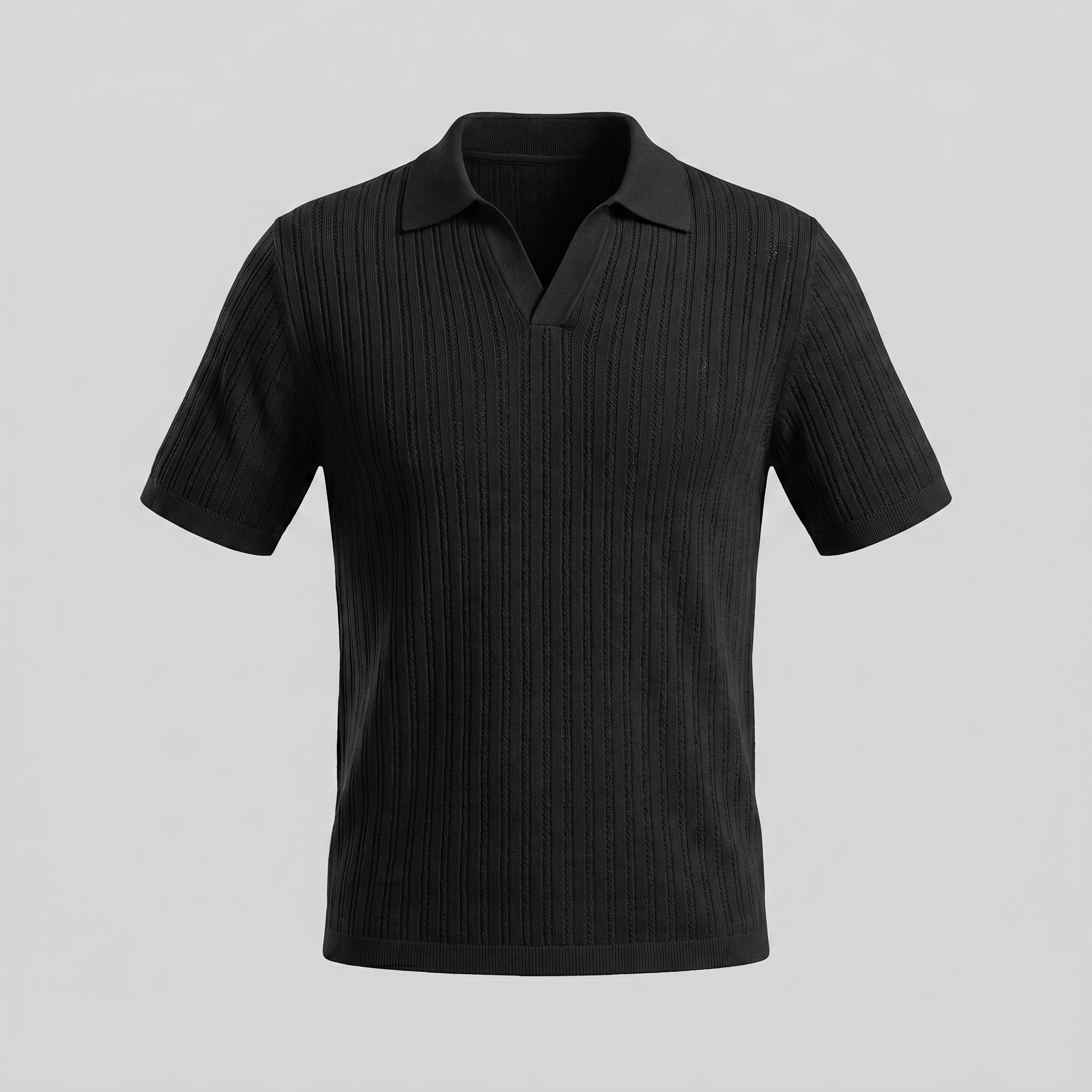 Men's Open Collar Polo Shirt - Lightweight Cotton - Summer Casual Wear