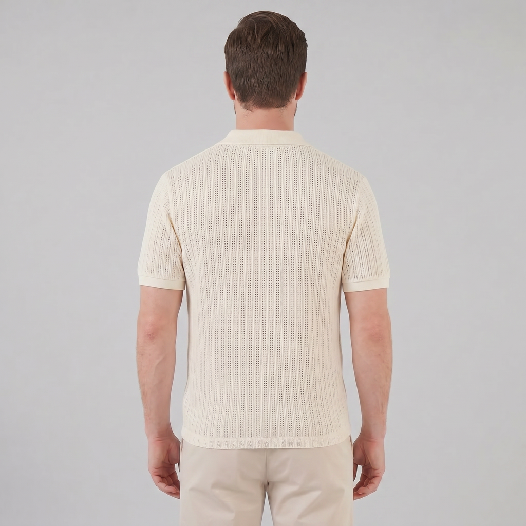 Men's Open Collar Polo Shirt - Lightweight Cotton - Summer Casual Wear
