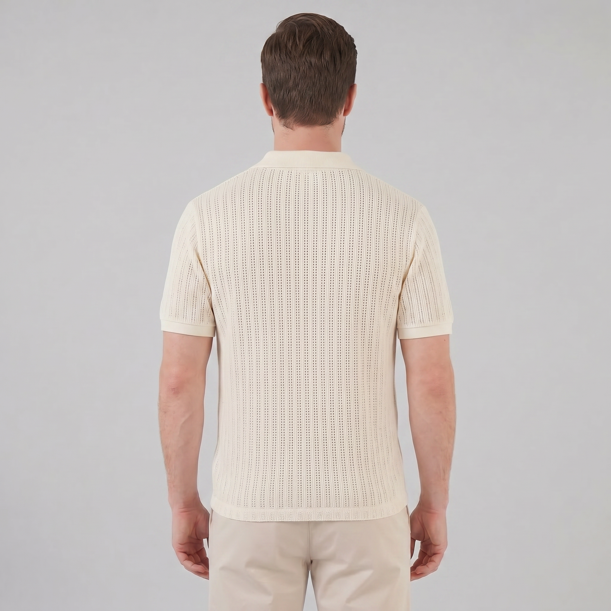 Men's Open Collar Polo Shirt - Lightweight Cotton - Summer Casual Wear