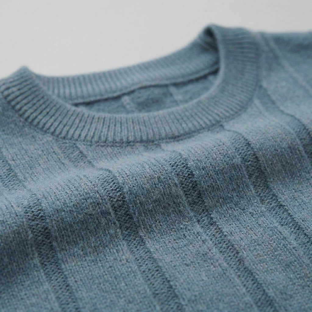 Men's Rib Knit Cotton T-Shirt - Casual Short Sleeve Top for Everyday Wear