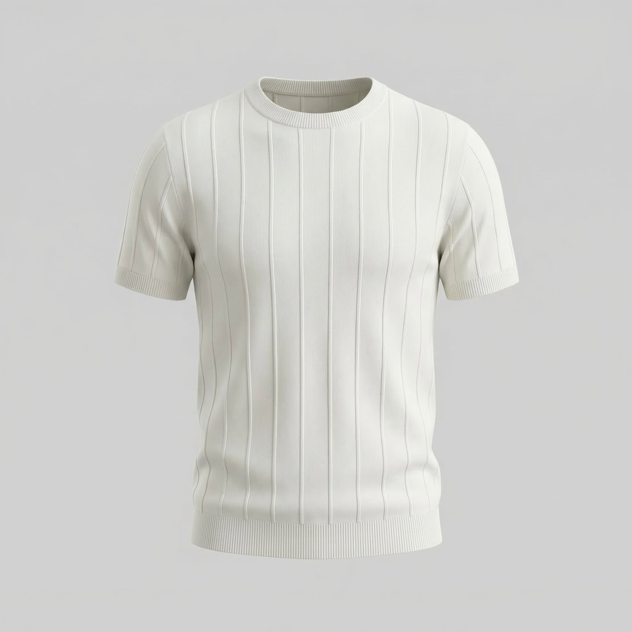 Men's Rib Knit Cotton T-Shirt - Casual Short Sleeve Top for Everyday Wear