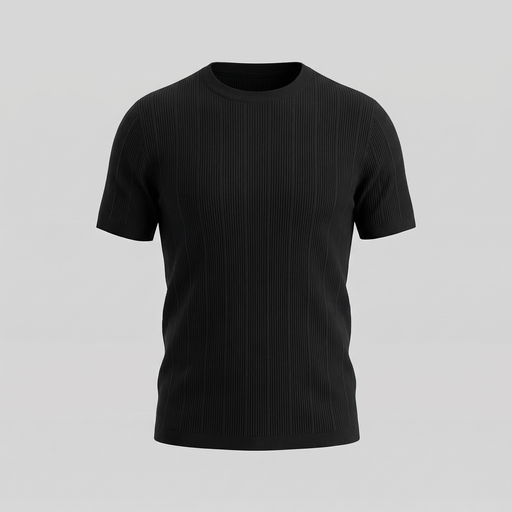 Men's Rib Knit Cotton T-Shirt - Casual Short Sleeve Top for Everyday Wear