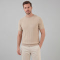 Men's Rib Knit Cotton T-Shirt - Casual Short Sleeve Top for Everyday Wear