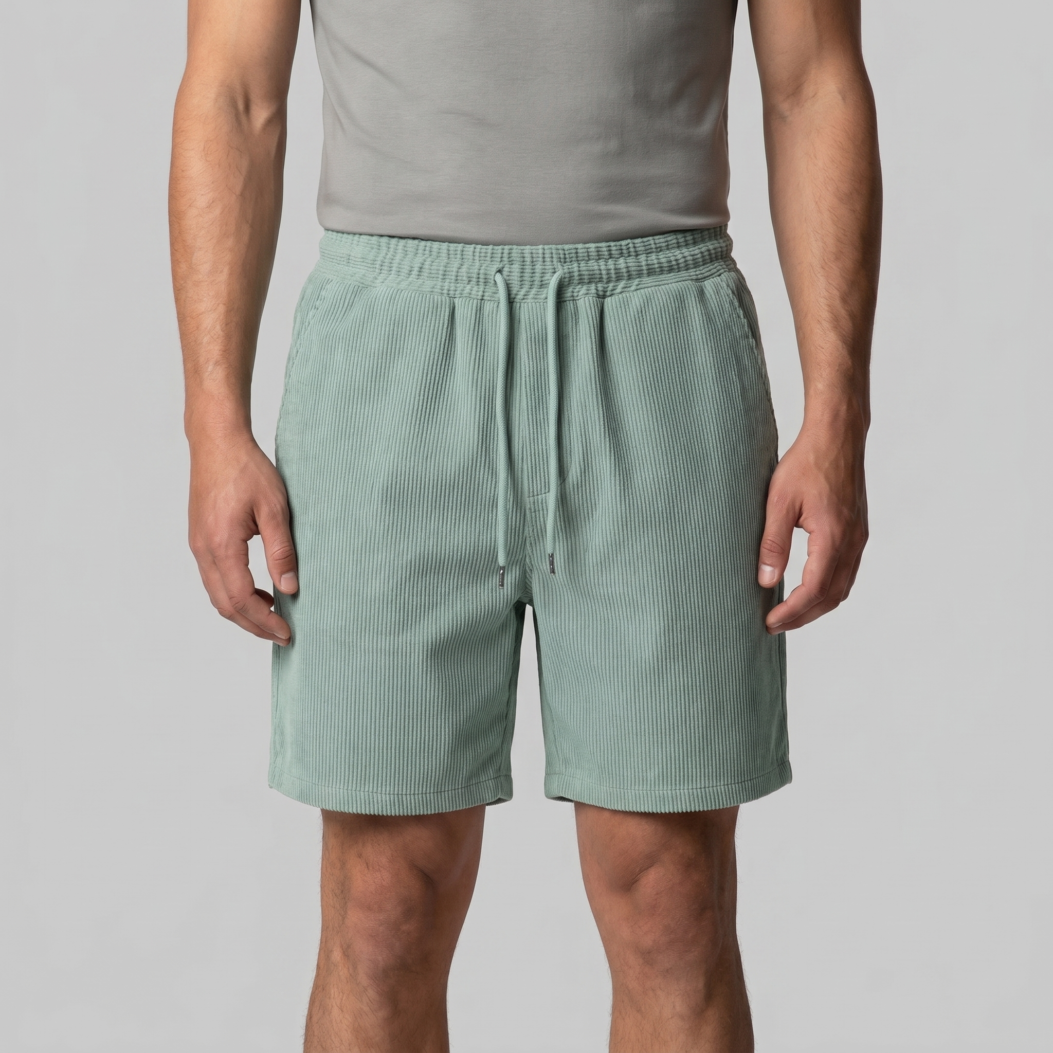 Men's Ribbed Cotton Summer Shorts for Casual Wear