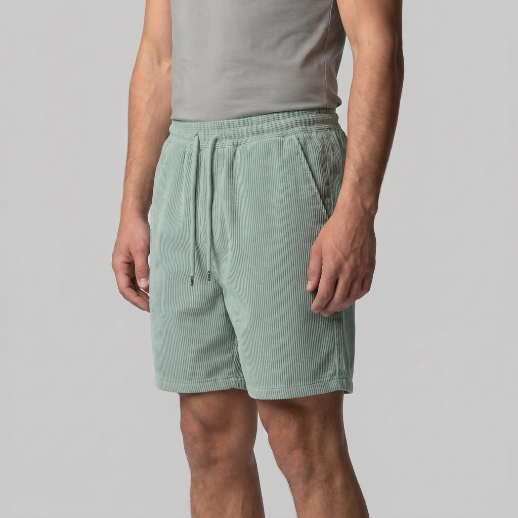 Men's Ribbed Cotton Summer Shorts for Casual Wear