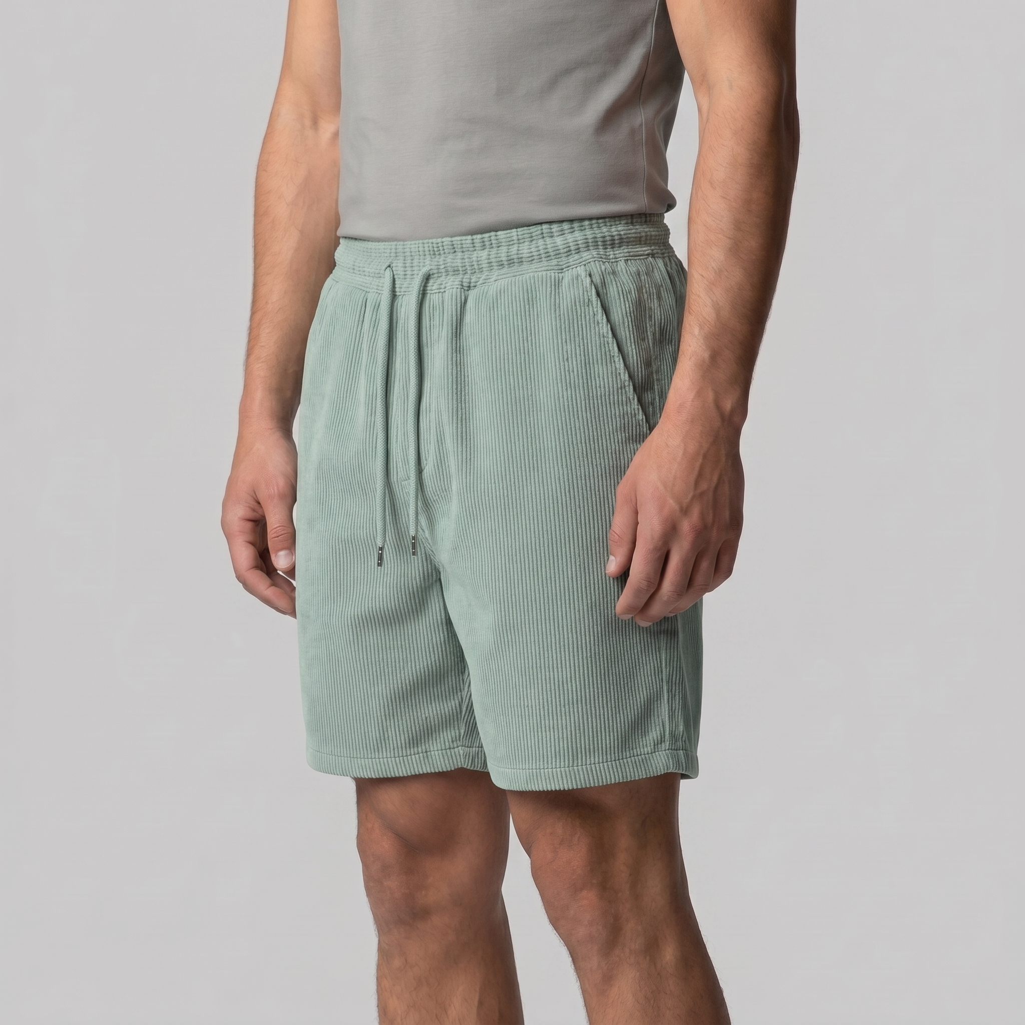 Men's Ribbed Cotton Summer Shorts for Casual Wear