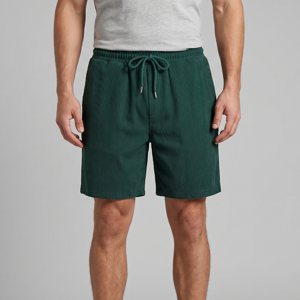 Men's Ribbed Cotton Summer Shorts for Casual Wear