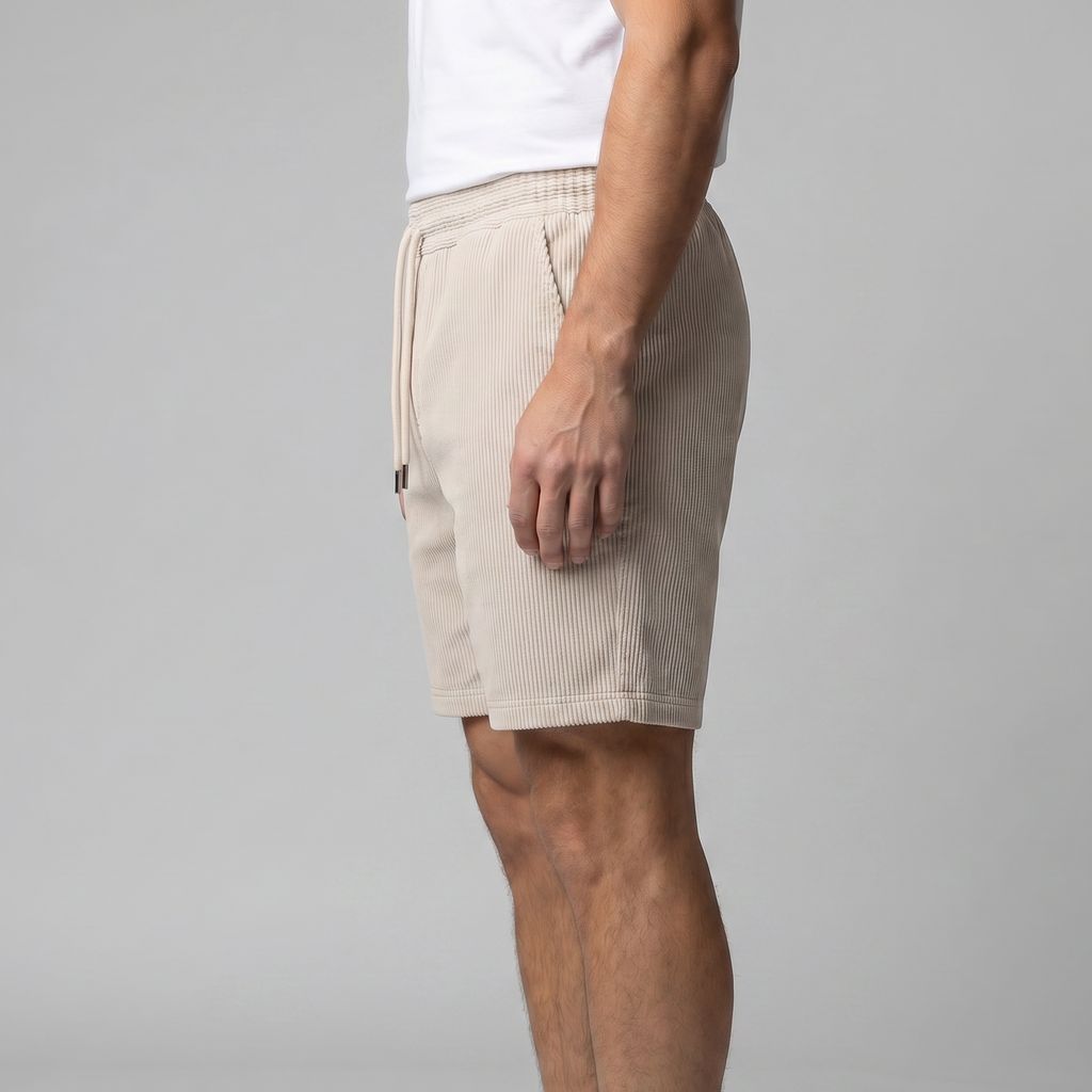 Men's Ribbed Cotton Summer Shorts for Casual Wear
