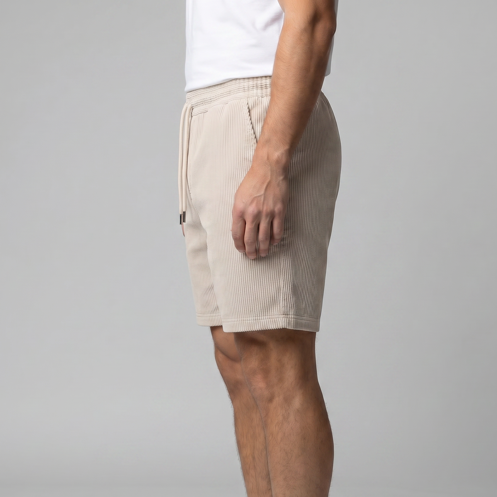 Men's Ribbed Cotton Summer Shorts for Casual Wear