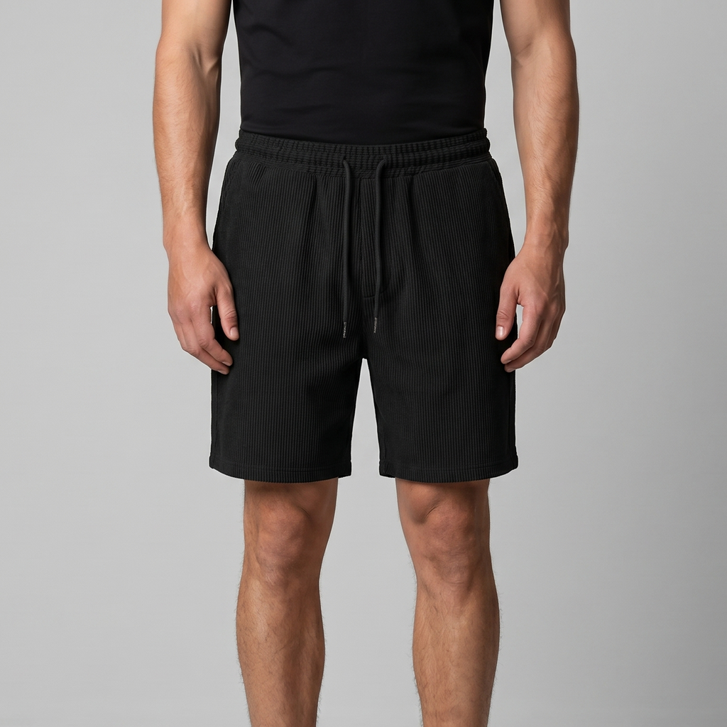 Men's Ribbed Cotton Summer Shorts for Casual Wear