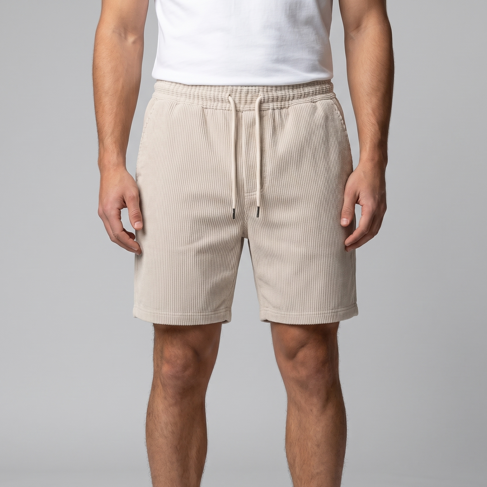 Men's Ribbed Cotton Summer Shorts for Casual Wear