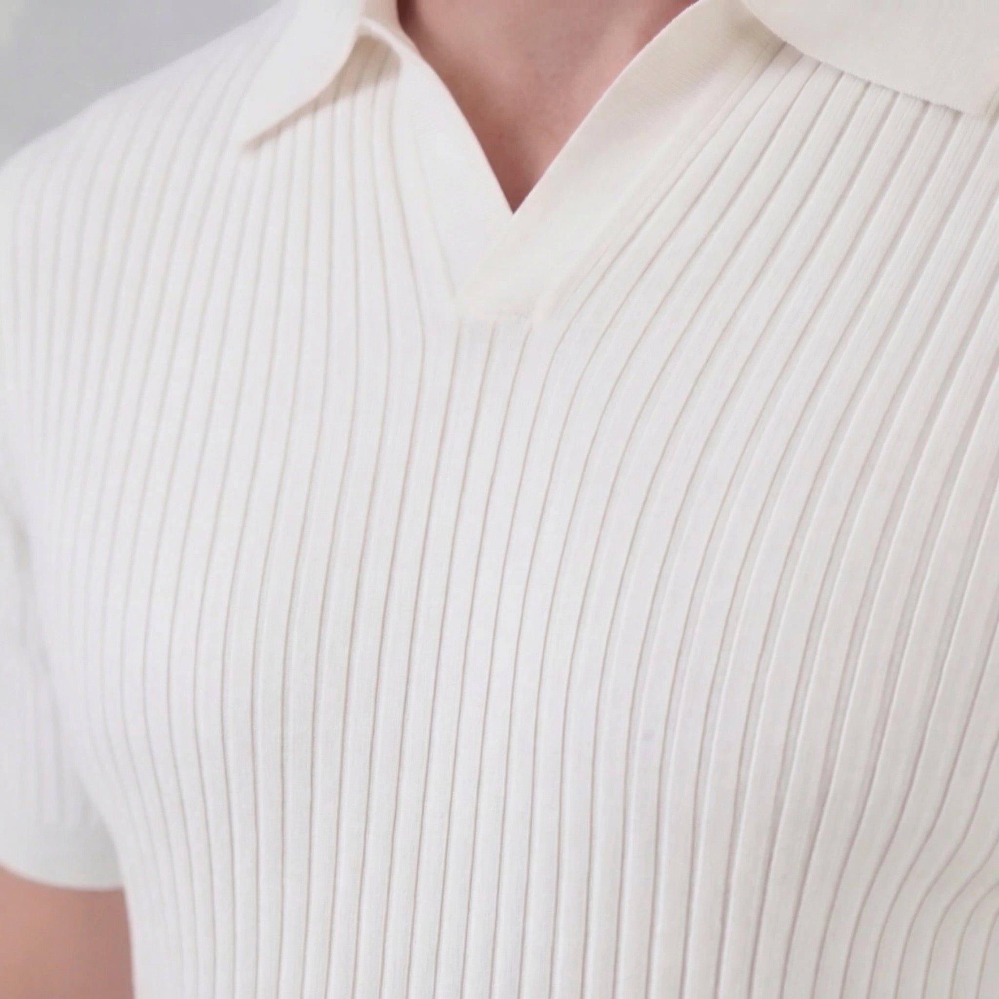 Men's Ribbed Knit Polo Shirt - Short Sleeve Casual Wear for Everyday Comfort