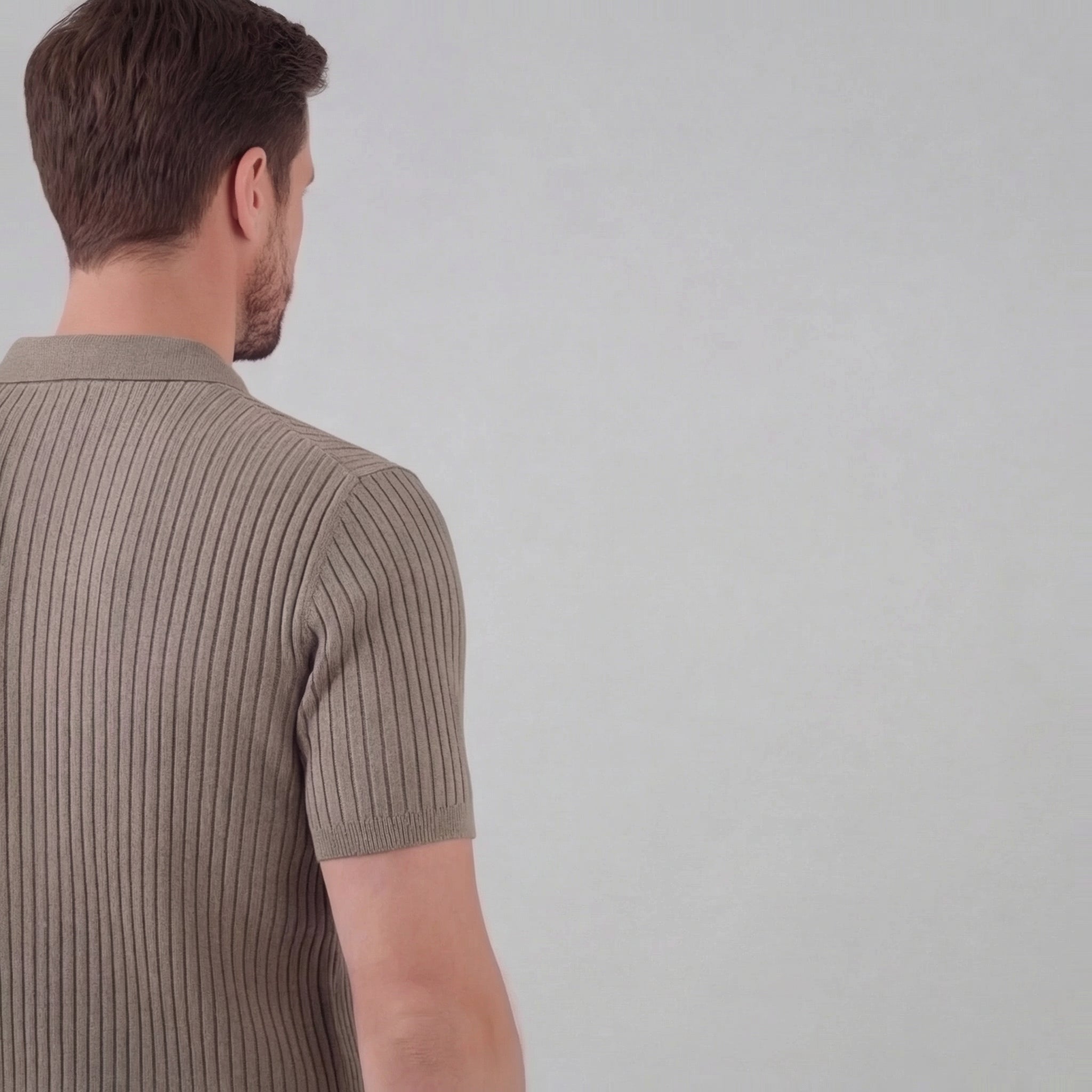 Men's Ribbed Knit Polo Shirt - Short Sleeve Casual Wear for Everyday Comfort