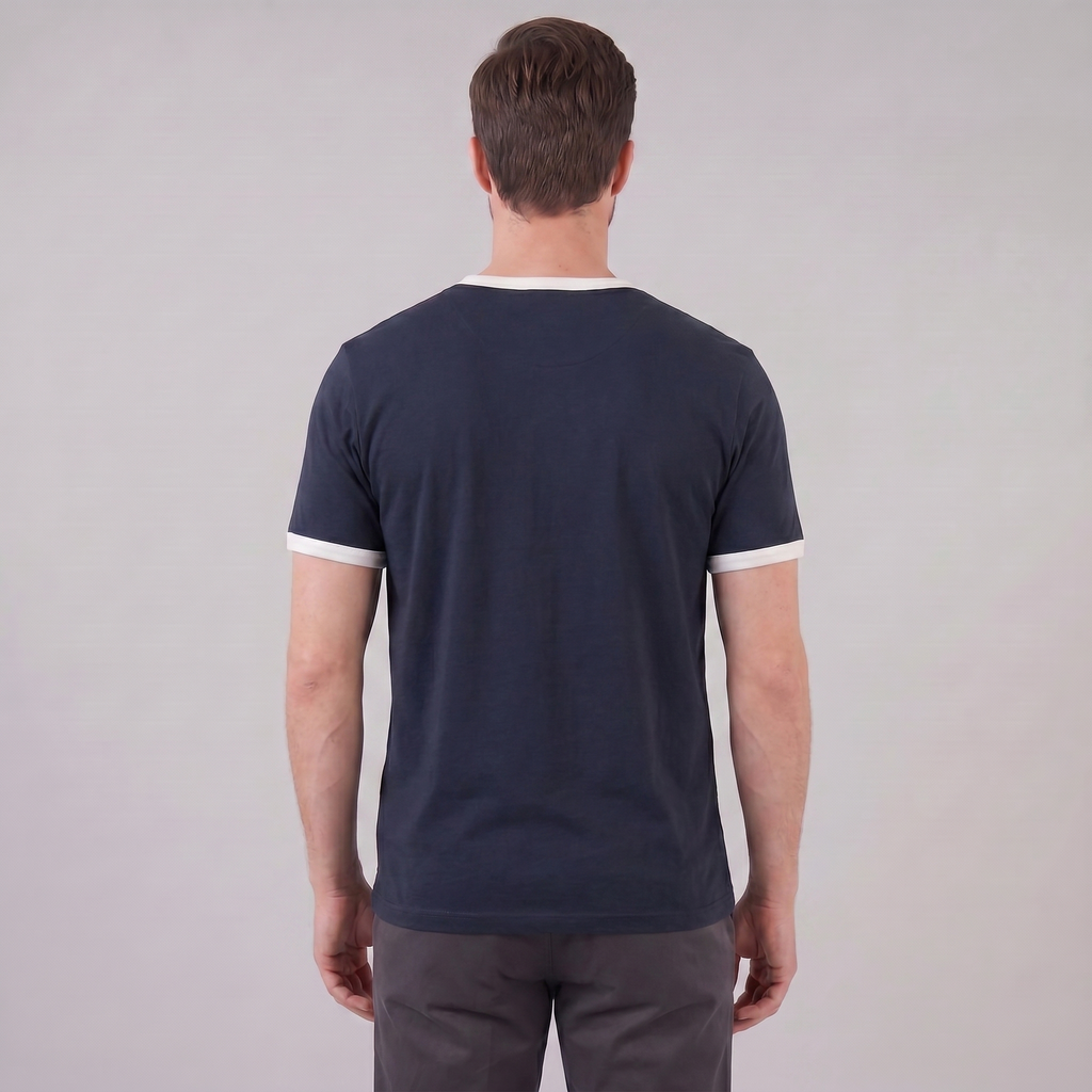 Men's Ringer T-Shirt with Contrast Trim - Casual Cotton Tee for Everyday Wear