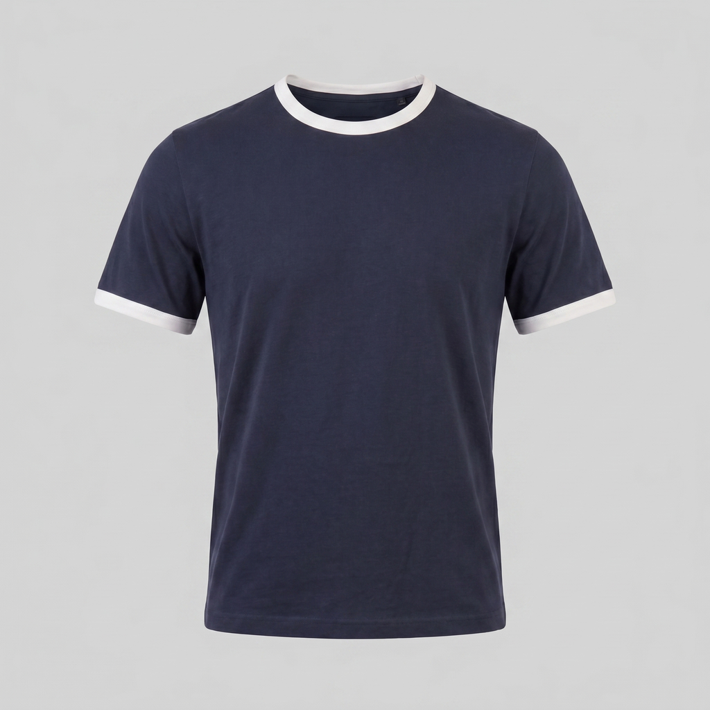 Men's Ringer T-Shirt with Contrast Trim - Casual Cotton Tee for Everyday Wear