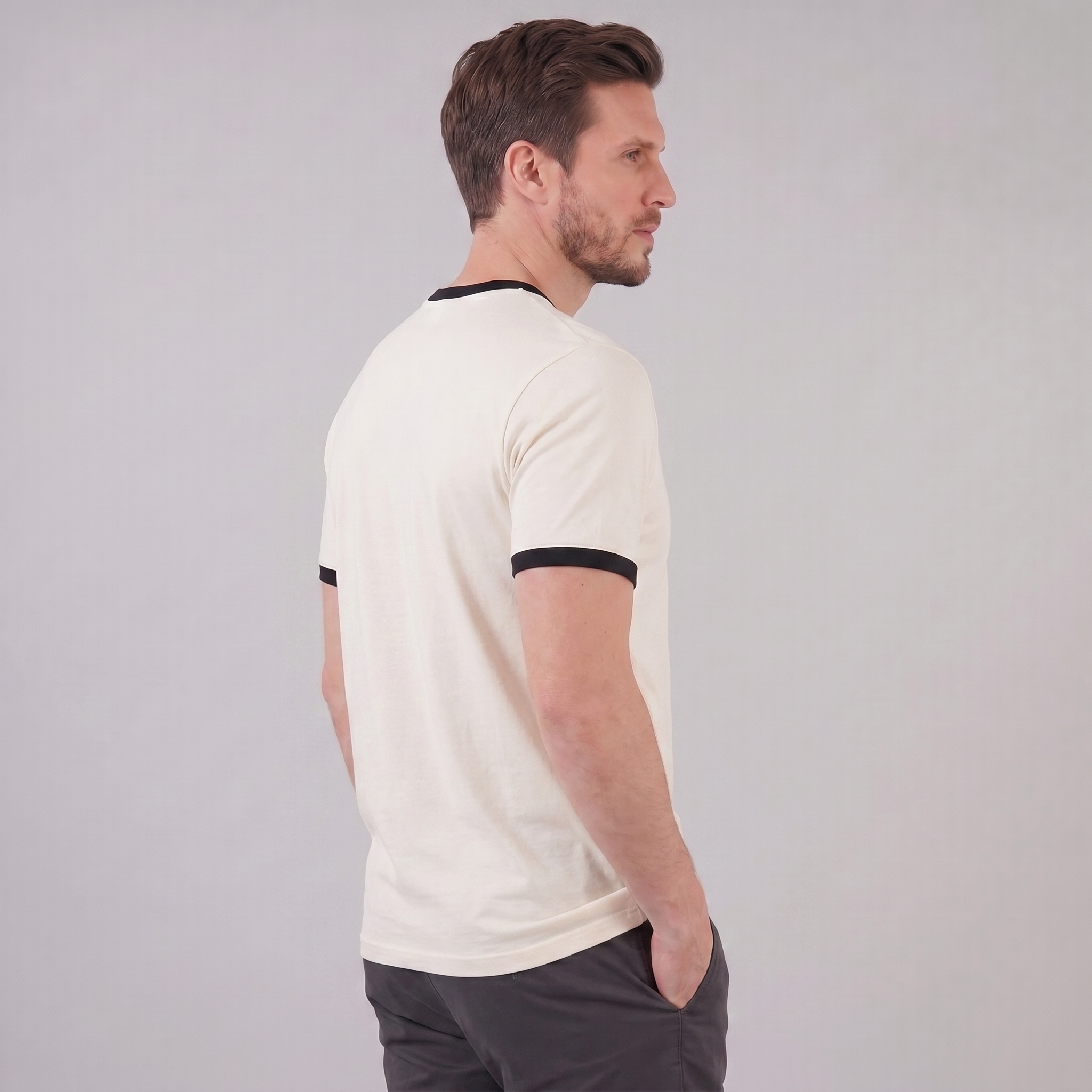 Men's Ringer T-Shirt with Contrast Trim - Casual Cotton Tee for Everyday Wear