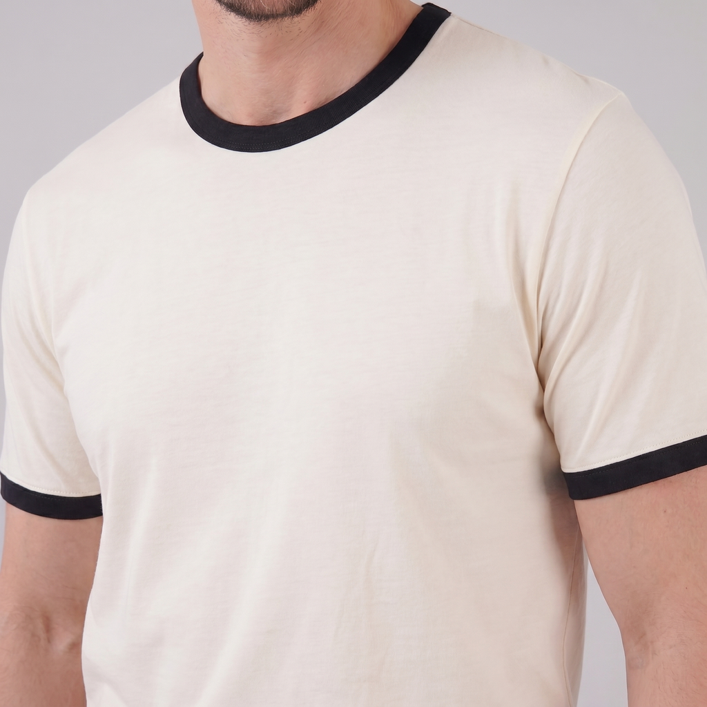 Men's Ringer T-Shirt with Contrast Trim - Casual Cotton Tee for Everyday Wear