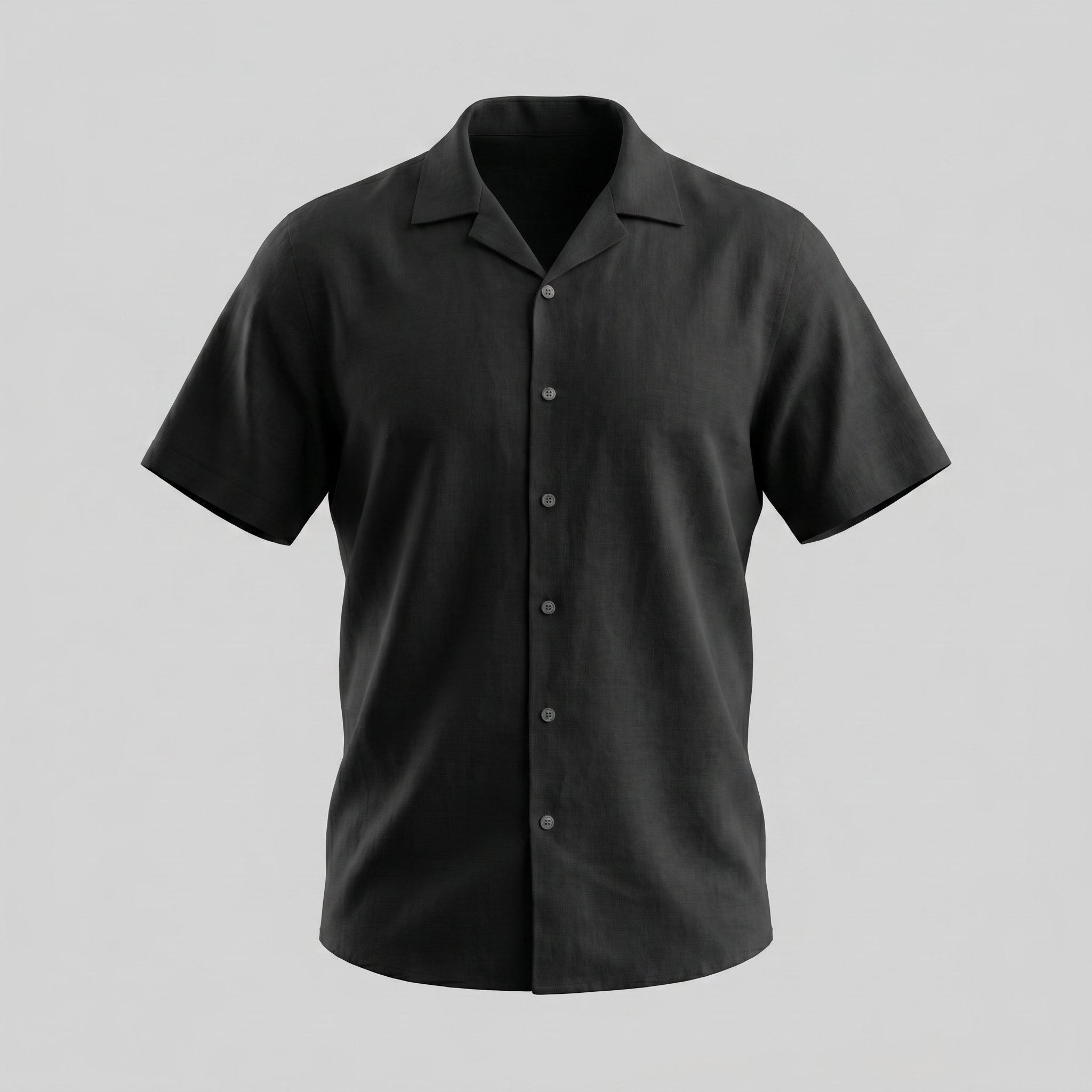 Men's Short-Sleeve Camp Collar Shirt - Lightweight Cotton for Casual Wear