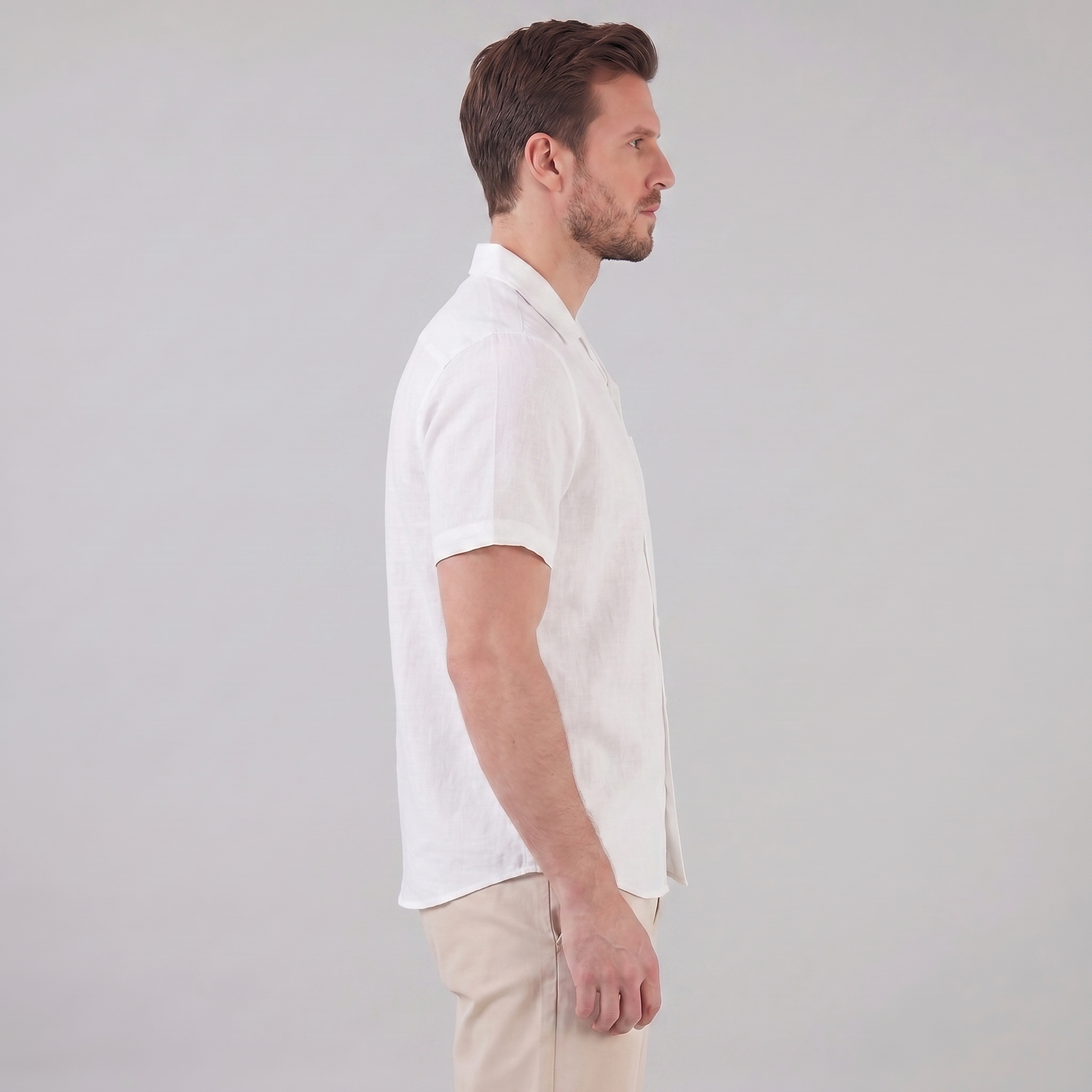 Men's Short-Sleeve Camp Collar Shirt - Lightweight Cotton for Casual Wear