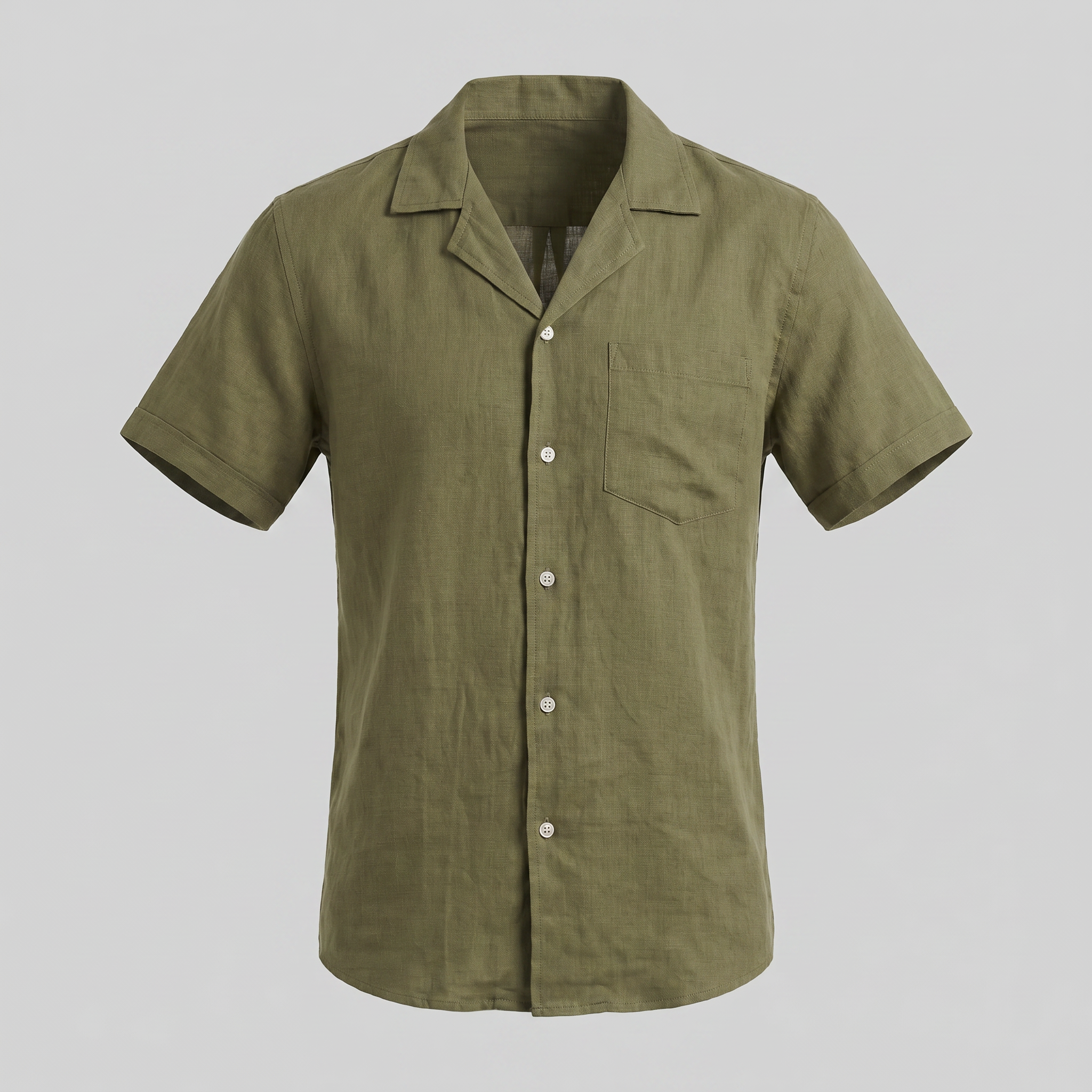 Men's Short-Sleeve Camp Collar Shirt - Lightweight Cotton for Casual Wear