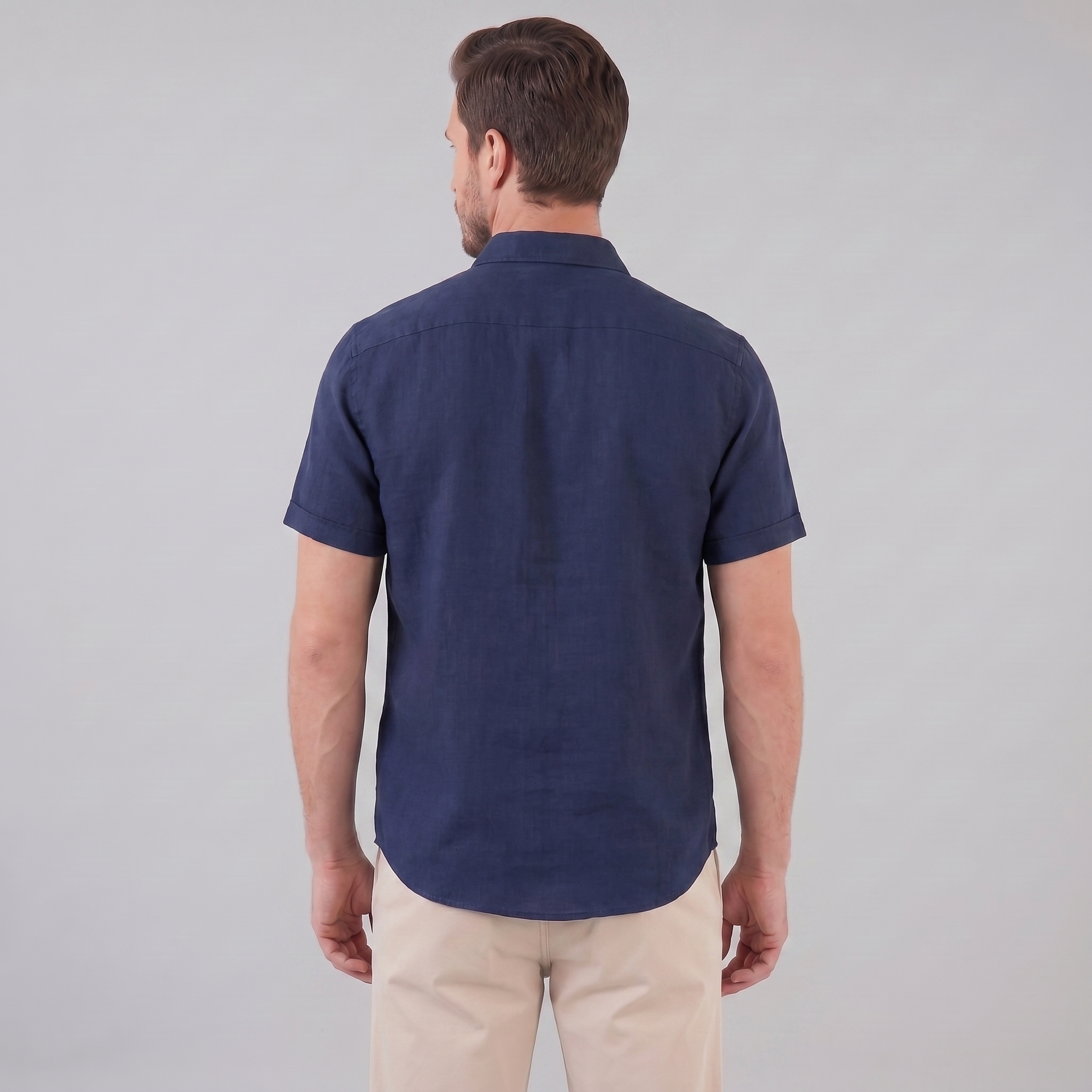 Men's Short-Sleeve Camp Collar Shirt - Lightweight Cotton for Casual Wear