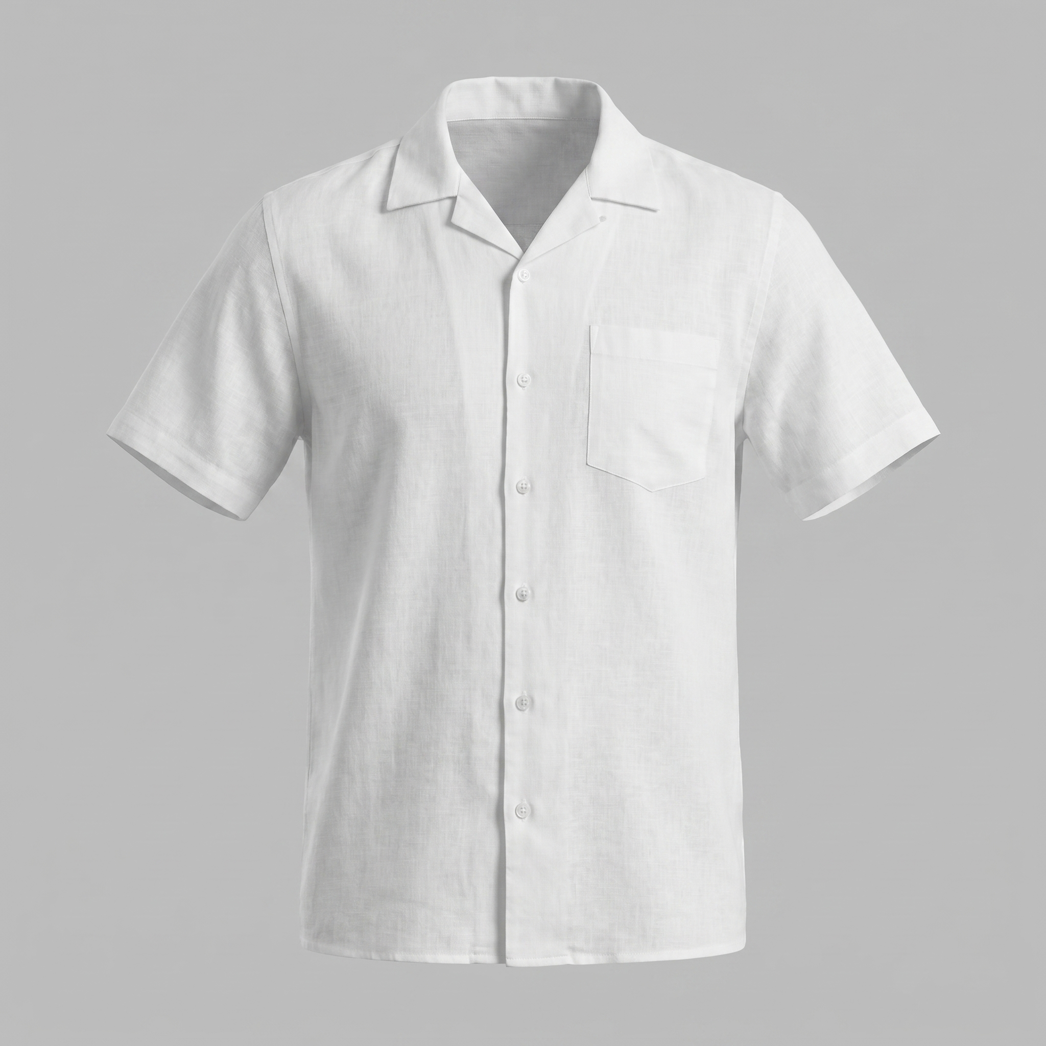 Men's Short-Sleeve Camp Collar Shirt - Lightweight Cotton for Casual Wear