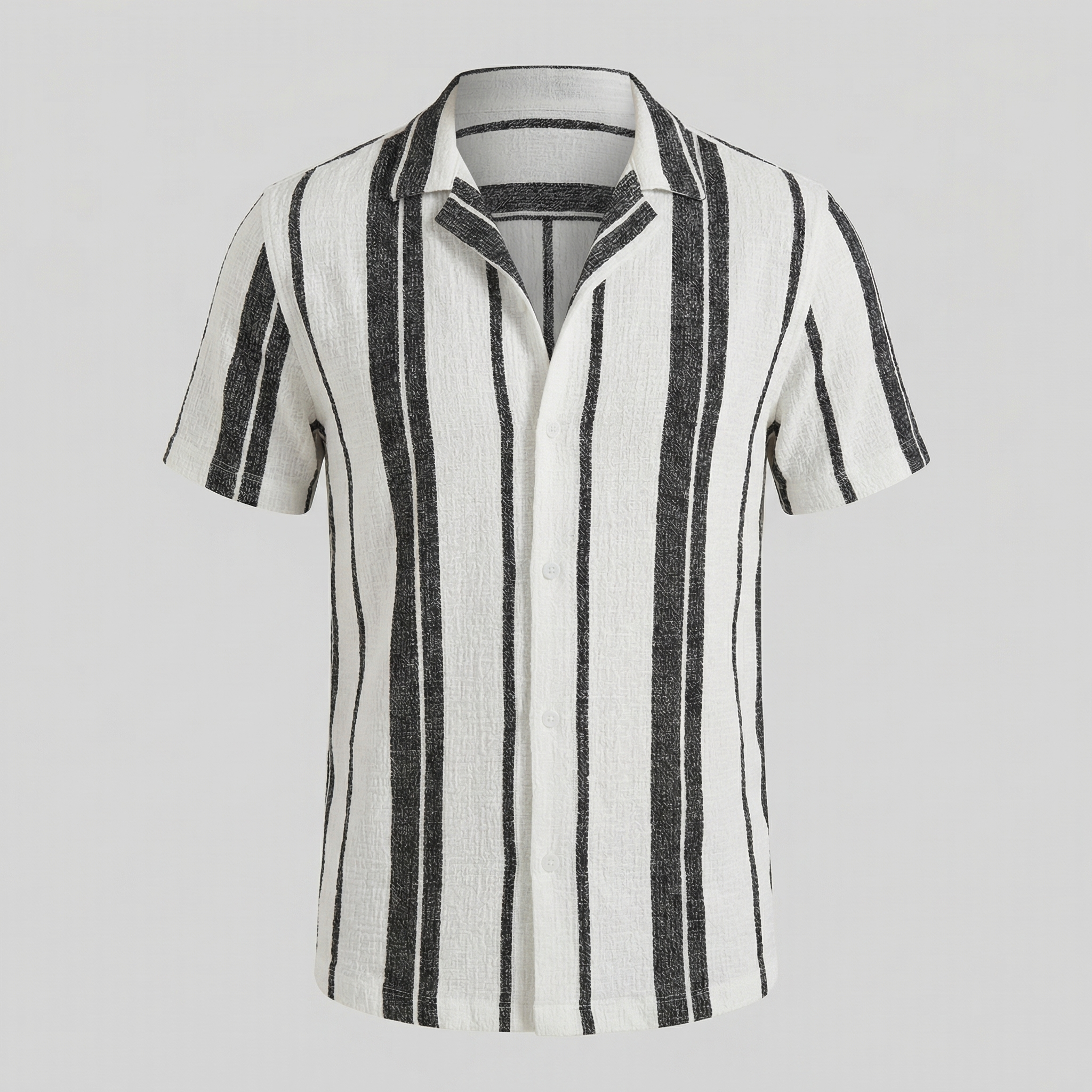 Men's Short Sleeve Cotton Button-Down Shirt for Casual Wear