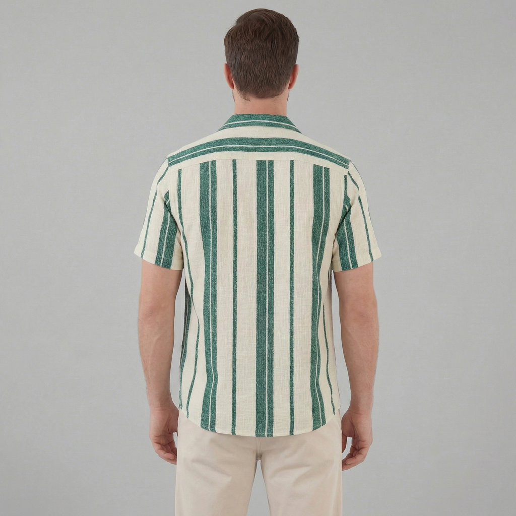 Men's Short Sleeve Cotton Button-Down Shirt for Casual Wear