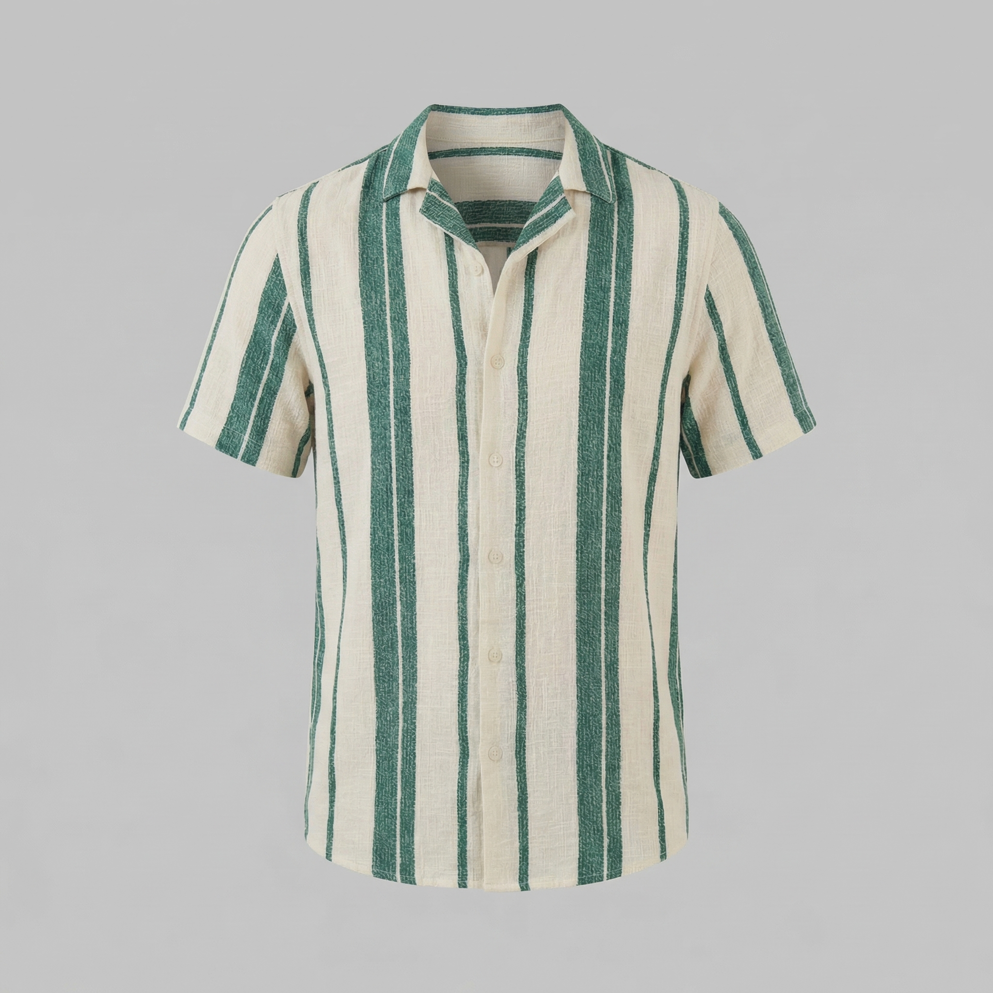 Men's Short Sleeve Cotton Button-Down Shirt for Casual Wear