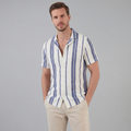 Men's Short Sleeve Cotton Button-Down Shirt for Casual Wear
