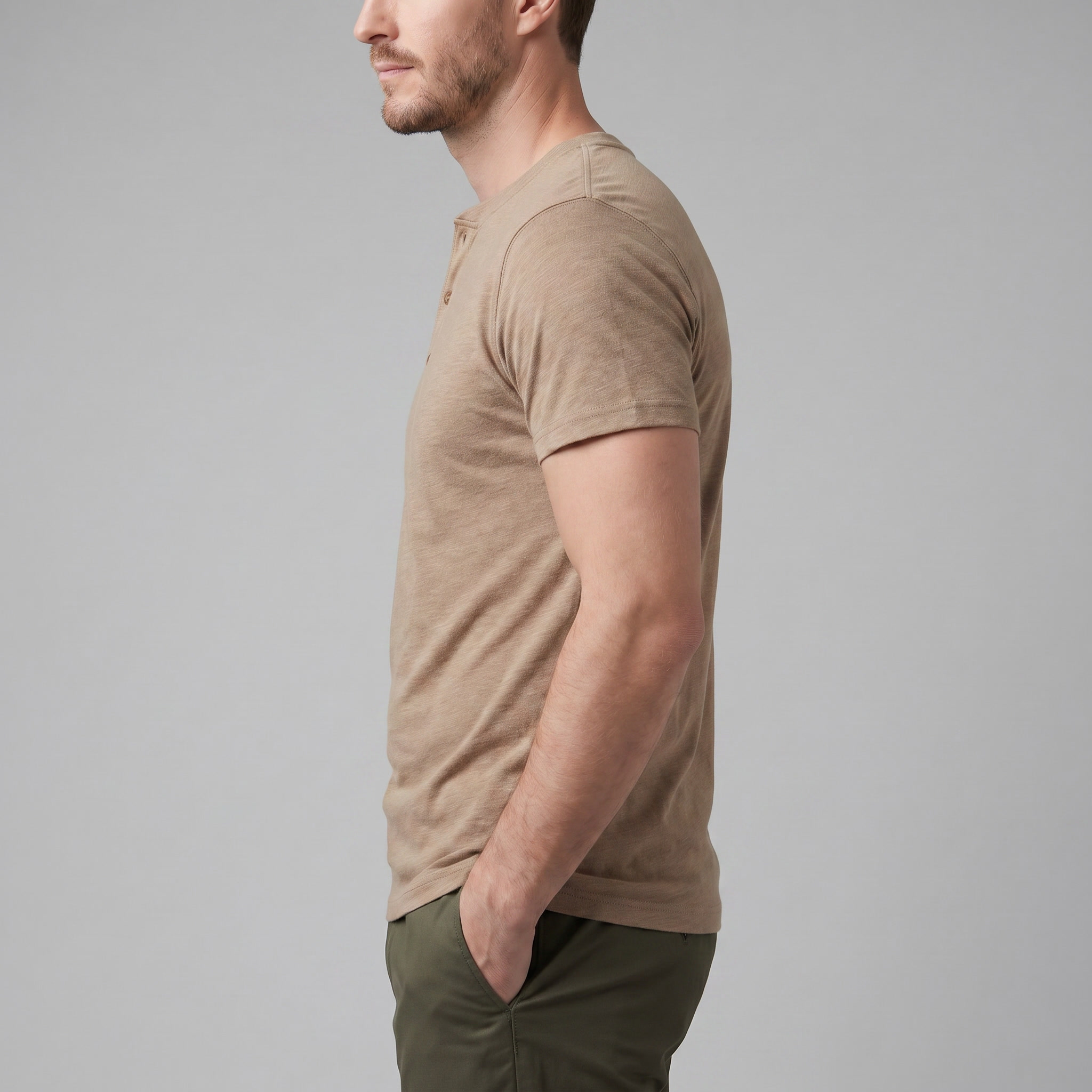 Men's Short Sleeve Cotton Henley Shirt for Casual Wear and Everyday Comfort