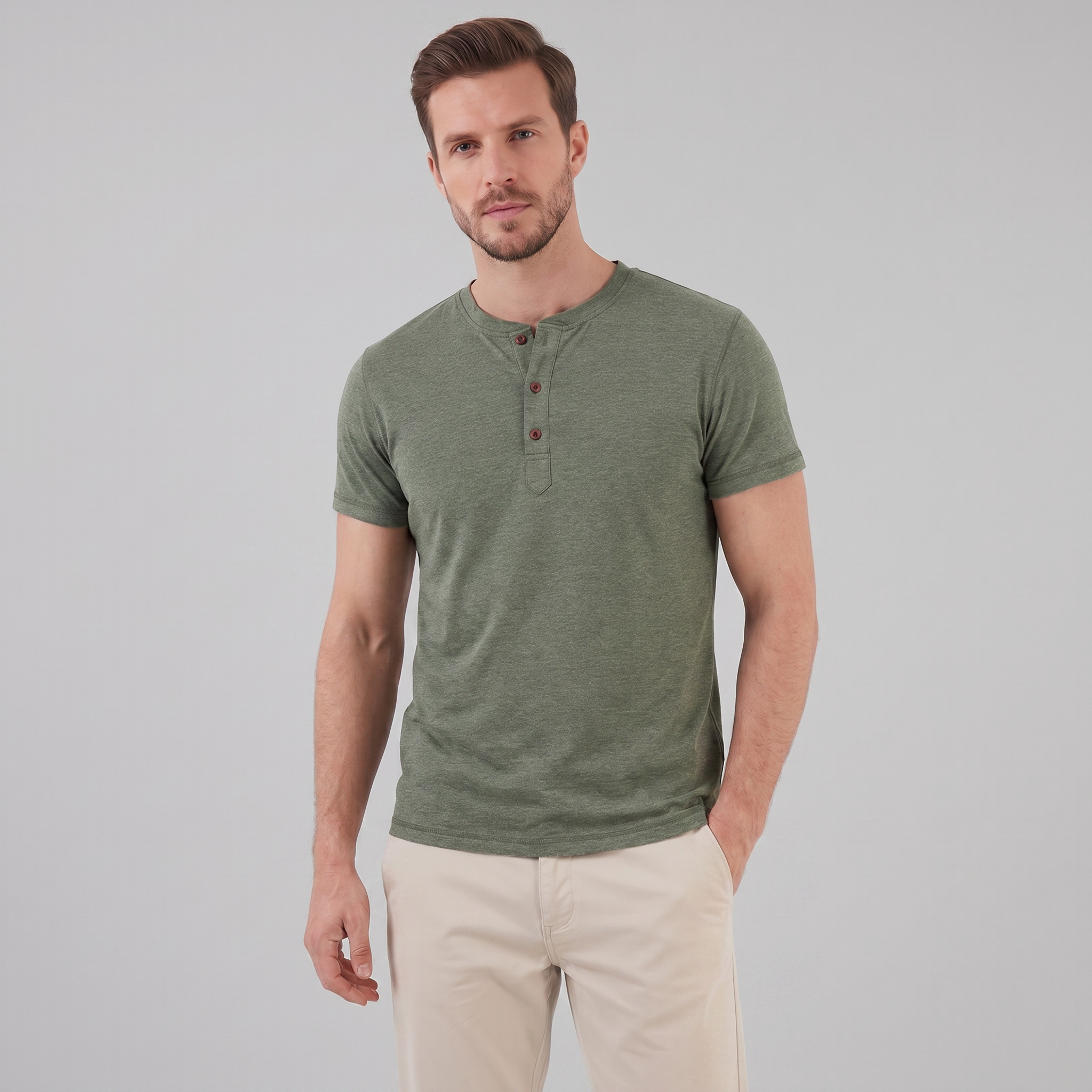 Men's Short Sleeve Cotton Henley Shirt for Casual Wear and Everyday Comfort