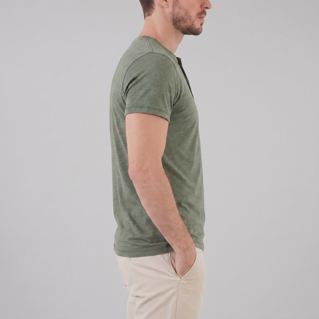 Men's Short Sleeve Cotton Henley Shirt for Casual Wear and Everyday Comfort