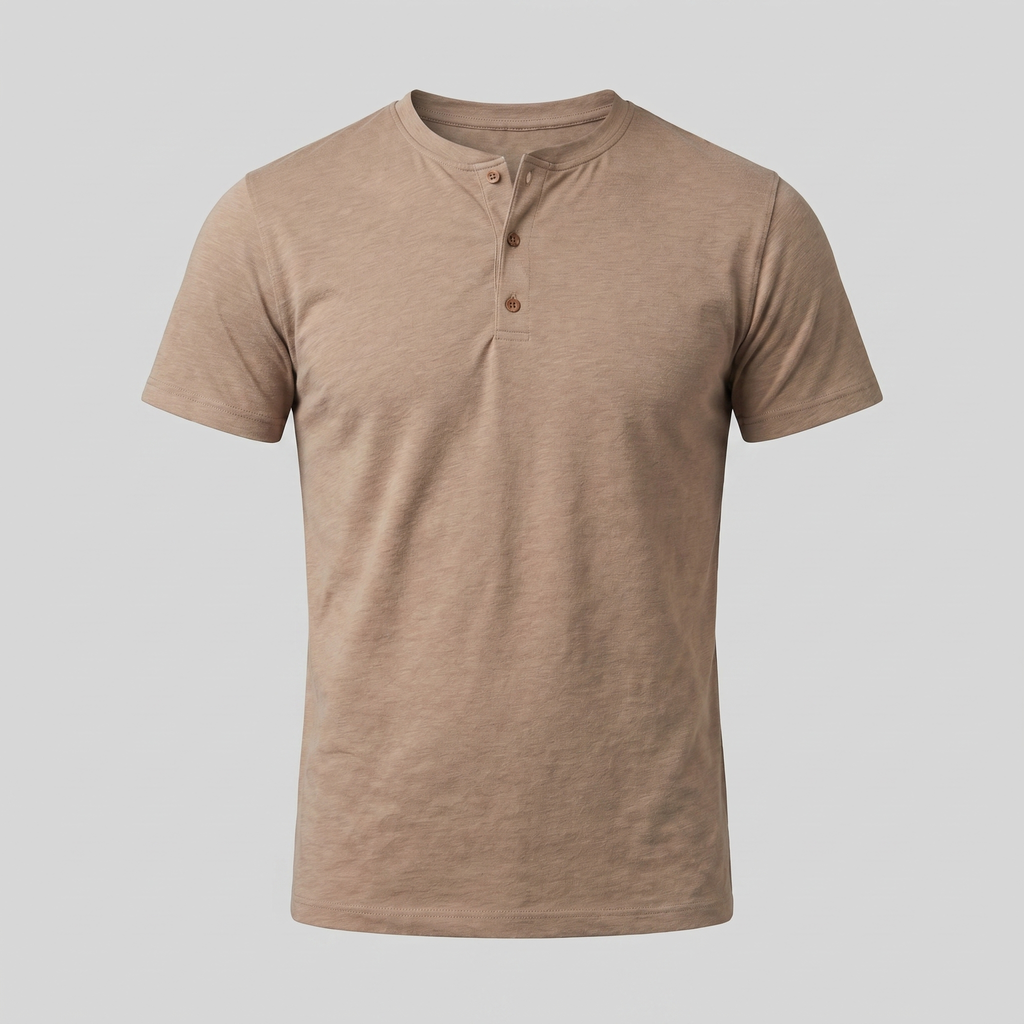 Men's Short Sleeve Cotton Henley Shirt for Casual Wear and Everyday Comfort