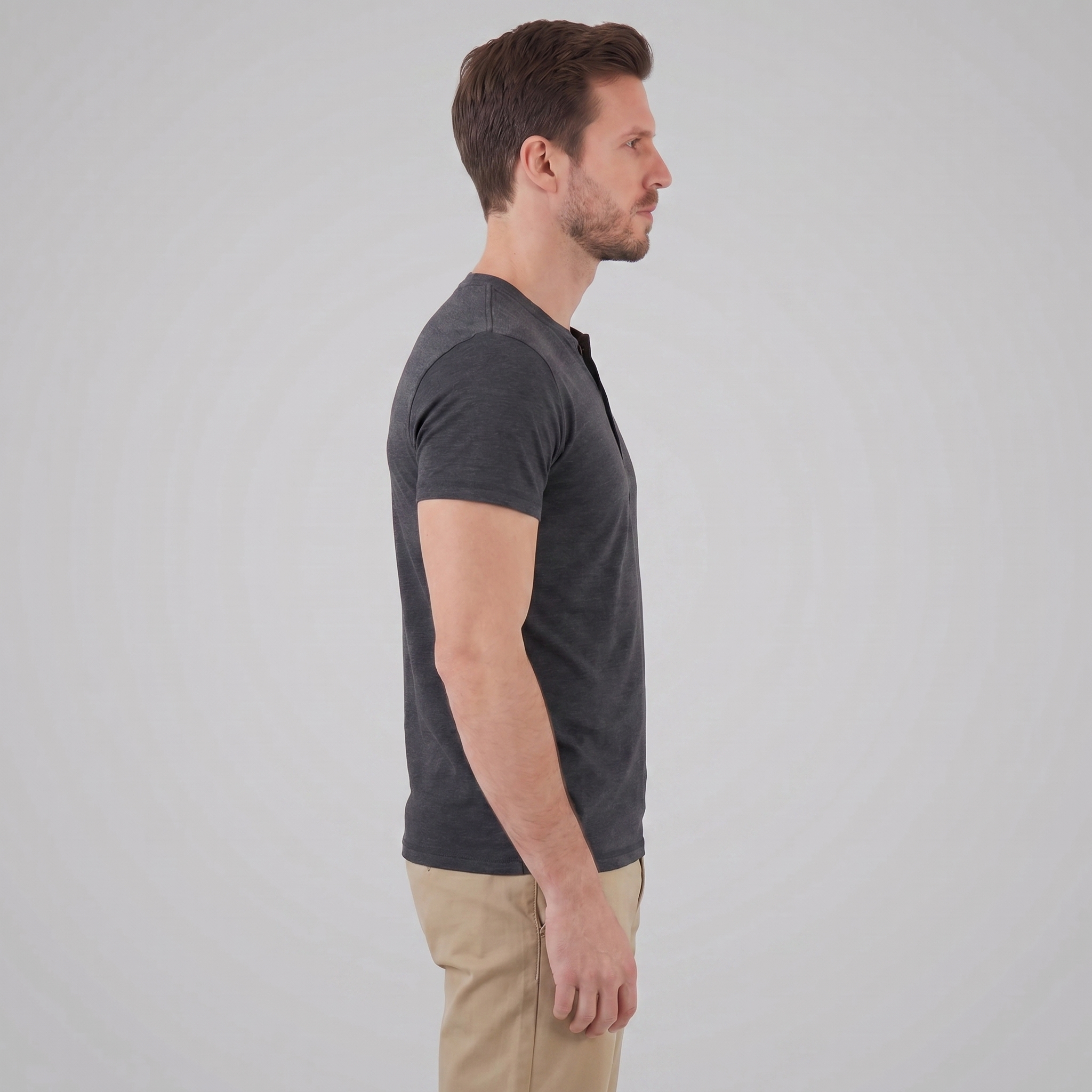 Men's Short Sleeve Cotton Henley Shirt for Casual Wear and Everyday Comfort