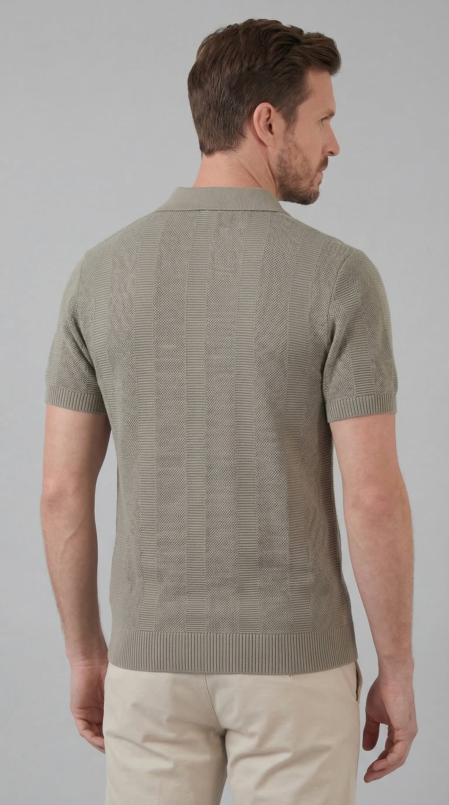 Men's Short Sleeve Knit Polo Shirt - Modern Design for Casual Wear