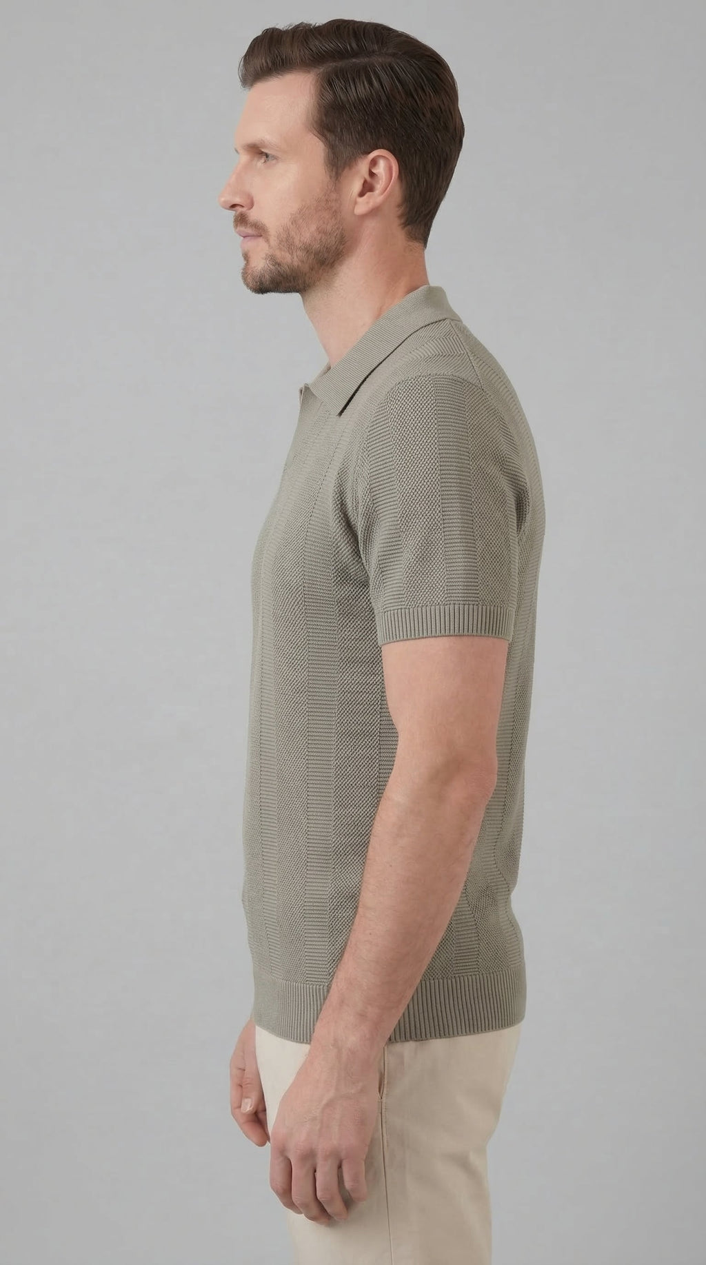 Men's Short Sleeve Knit Polo Shirt - Modern Design for Casual Wear