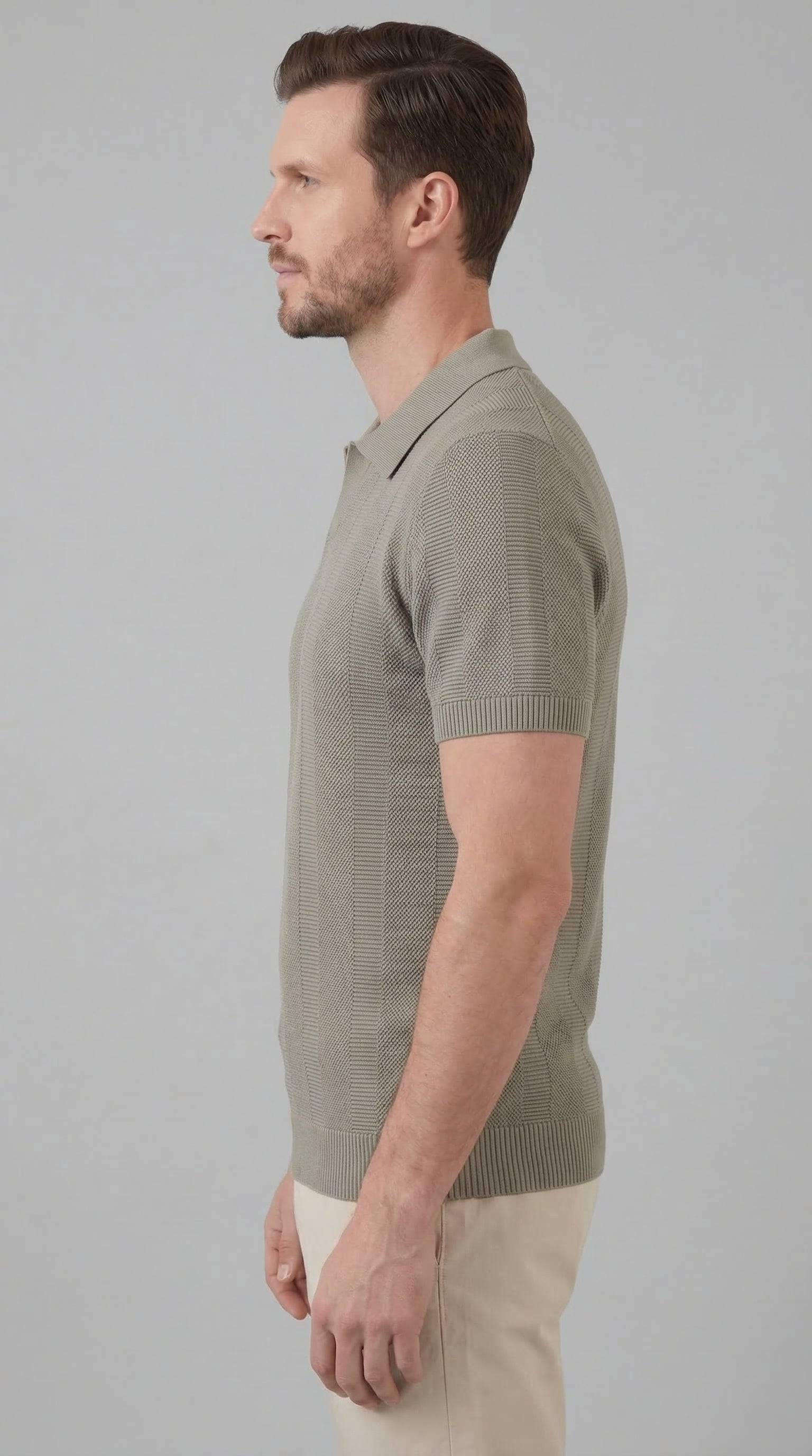 Men's Short Sleeve Knit Polo Shirt - Modern Design for Casual Wear