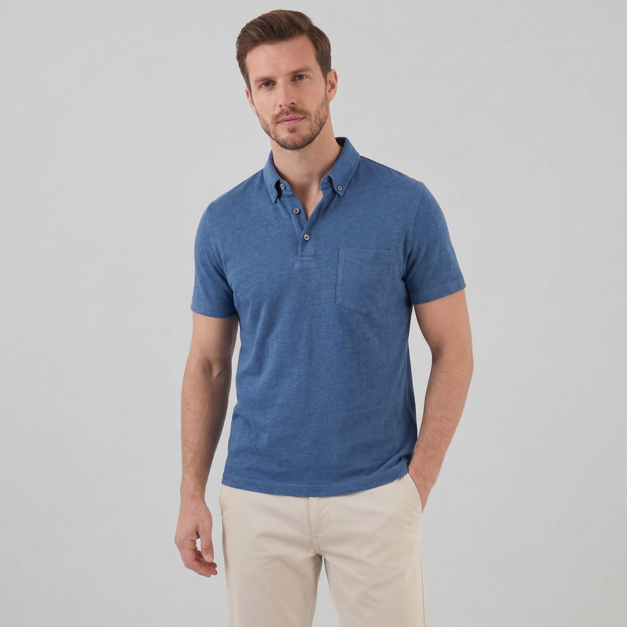Men's Short Sleeve Polo Shirt - Lightweight Cotton - Casual Summer Wear