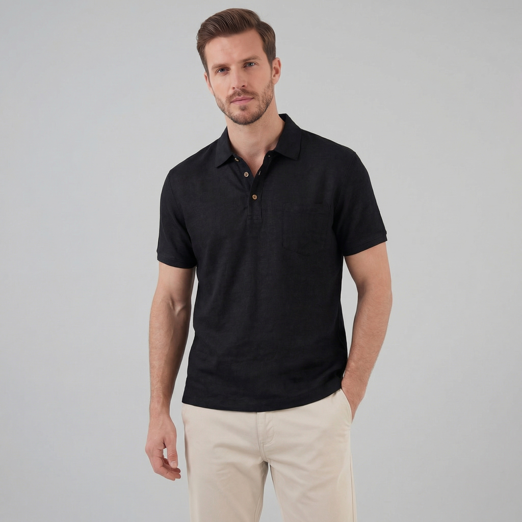 Men's Short Sleeve Polo Shirt - Lightweight Cotton - Casual Summer Wear