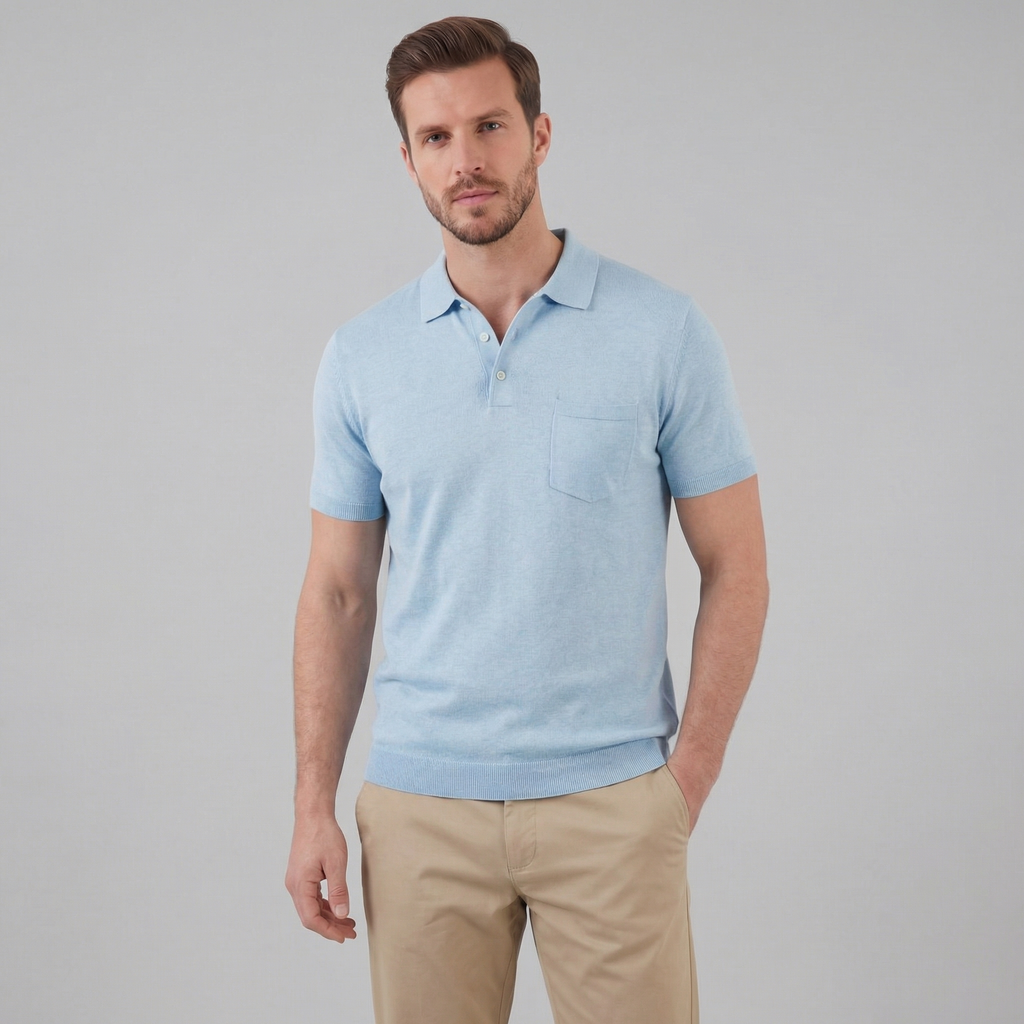 Men's Short Sleeve Polo Shirt - Lightweight Cotton - Casual Summer Wear