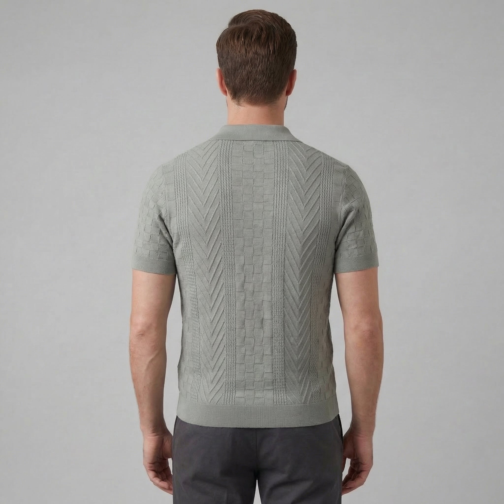 Men's Slim Fit Jacquard Polo Shirt - Casual Wear, Lightweight Fabric