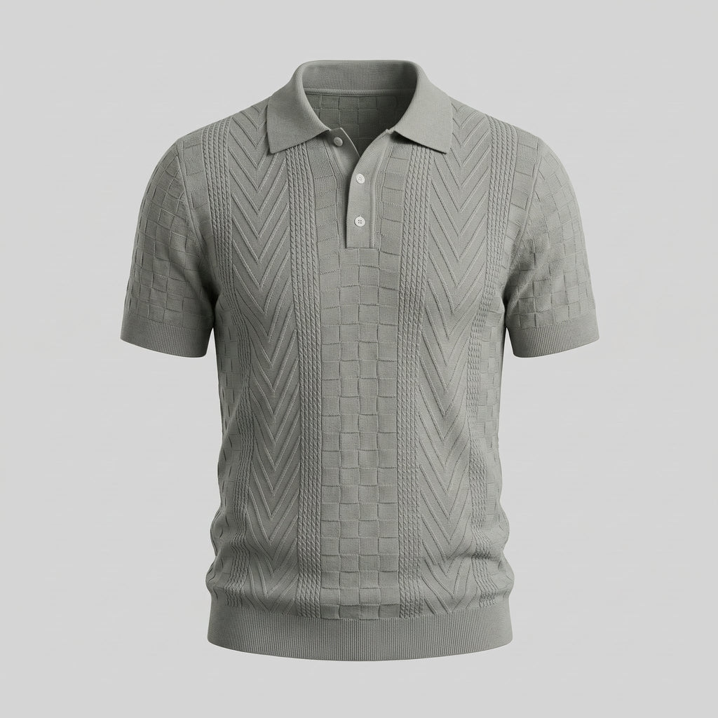 Men's Slim Fit Jacquard Polo Shirt - Casual Wear, Lightweight Fabric