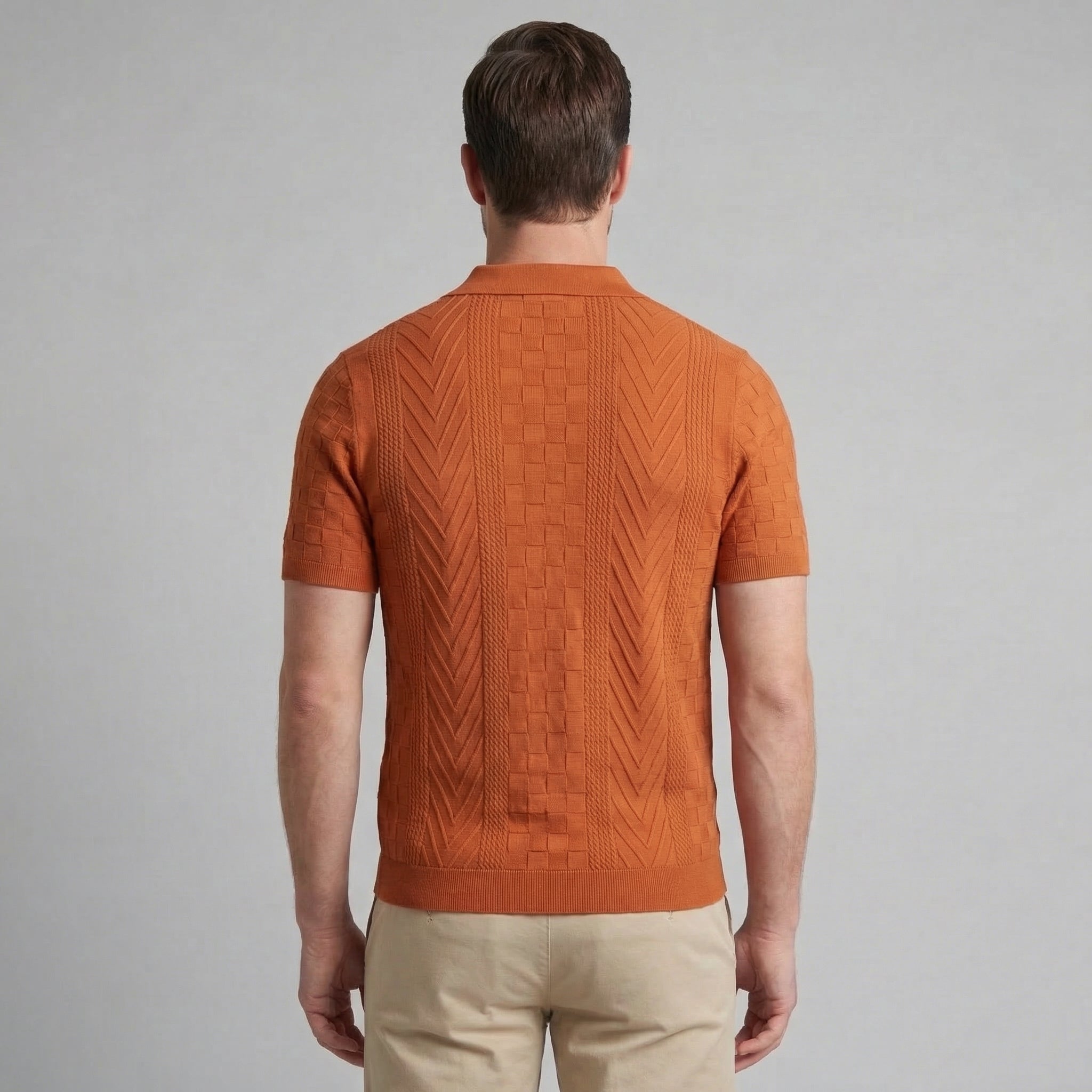 Men's Slim Fit Jacquard Polo Shirt - Casual Wear, Lightweight Fabric