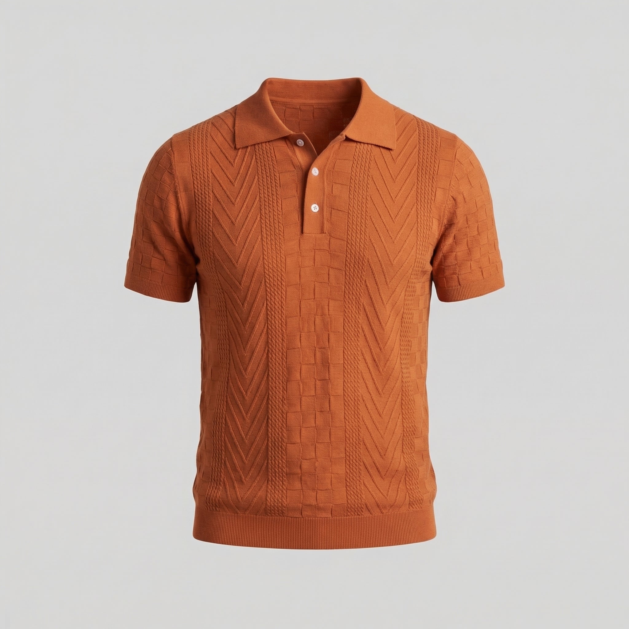 Men's Slim Fit Jacquard Polo Shirt - Casual Wear, Lightweight Fabric
