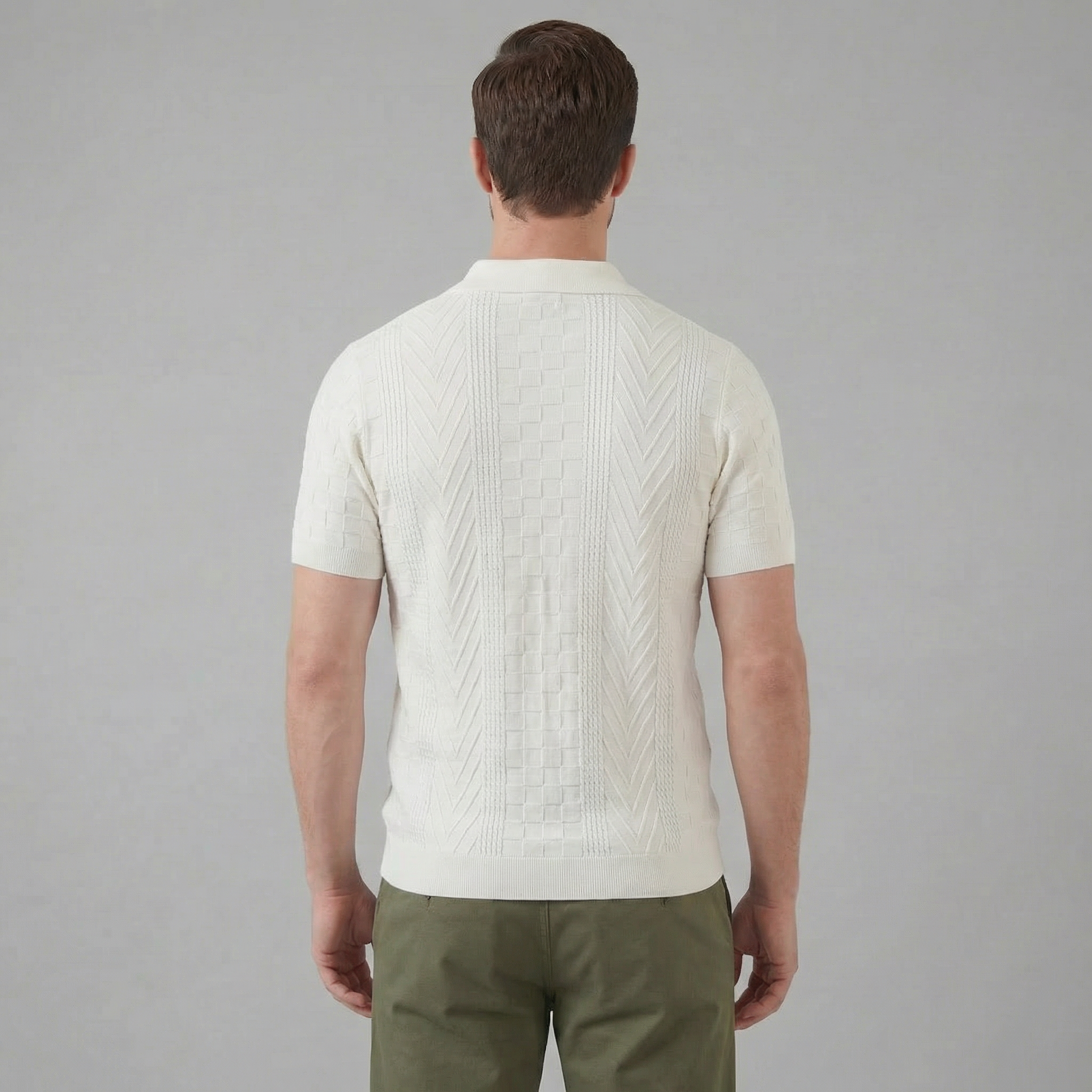 Men's Slim Fit Jacquard Polo Shirt - Casual Wear, Lightweight Fabric