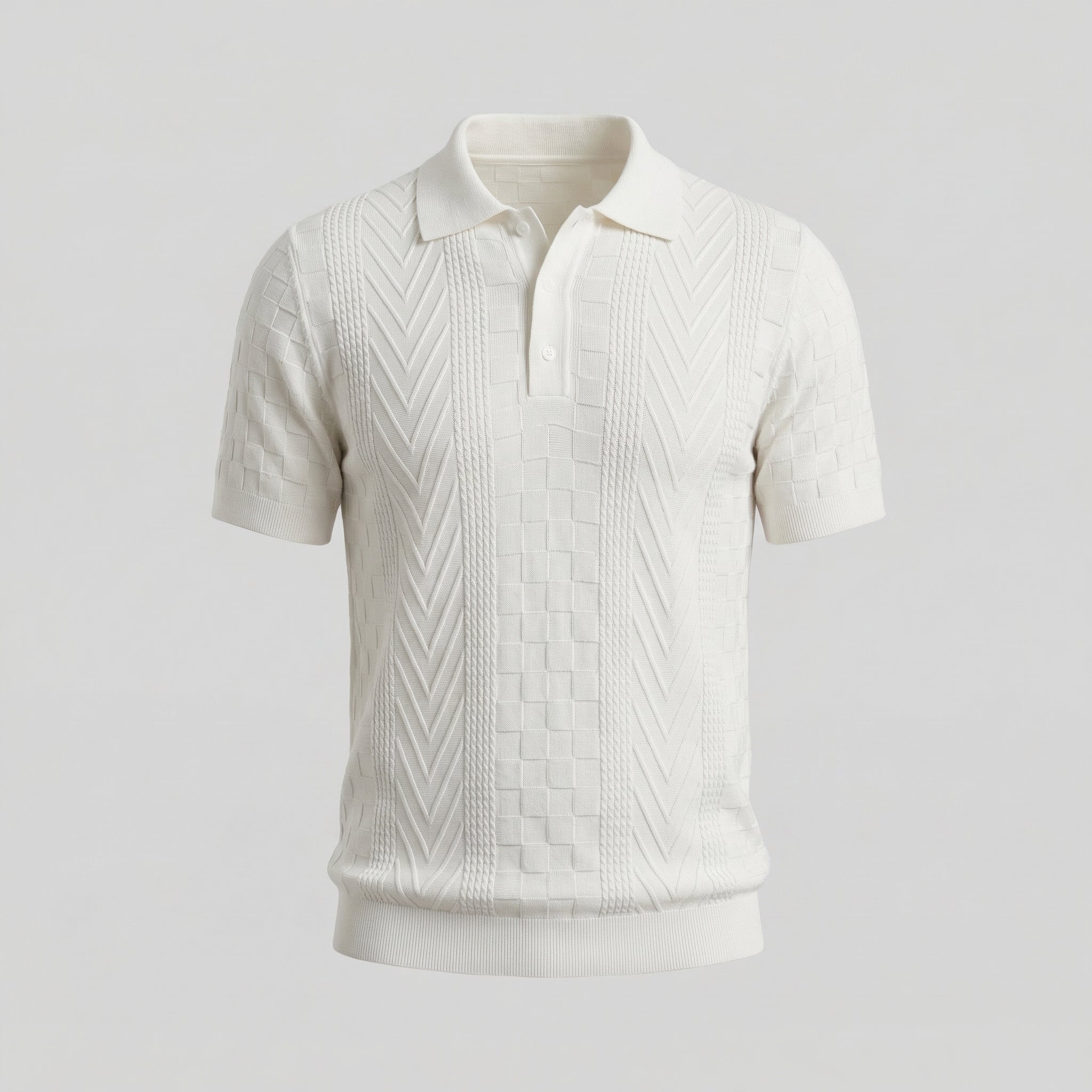 Men's Slim Fit Jacquard Polo Shirt - Casual Wear, Lightweight Fabric